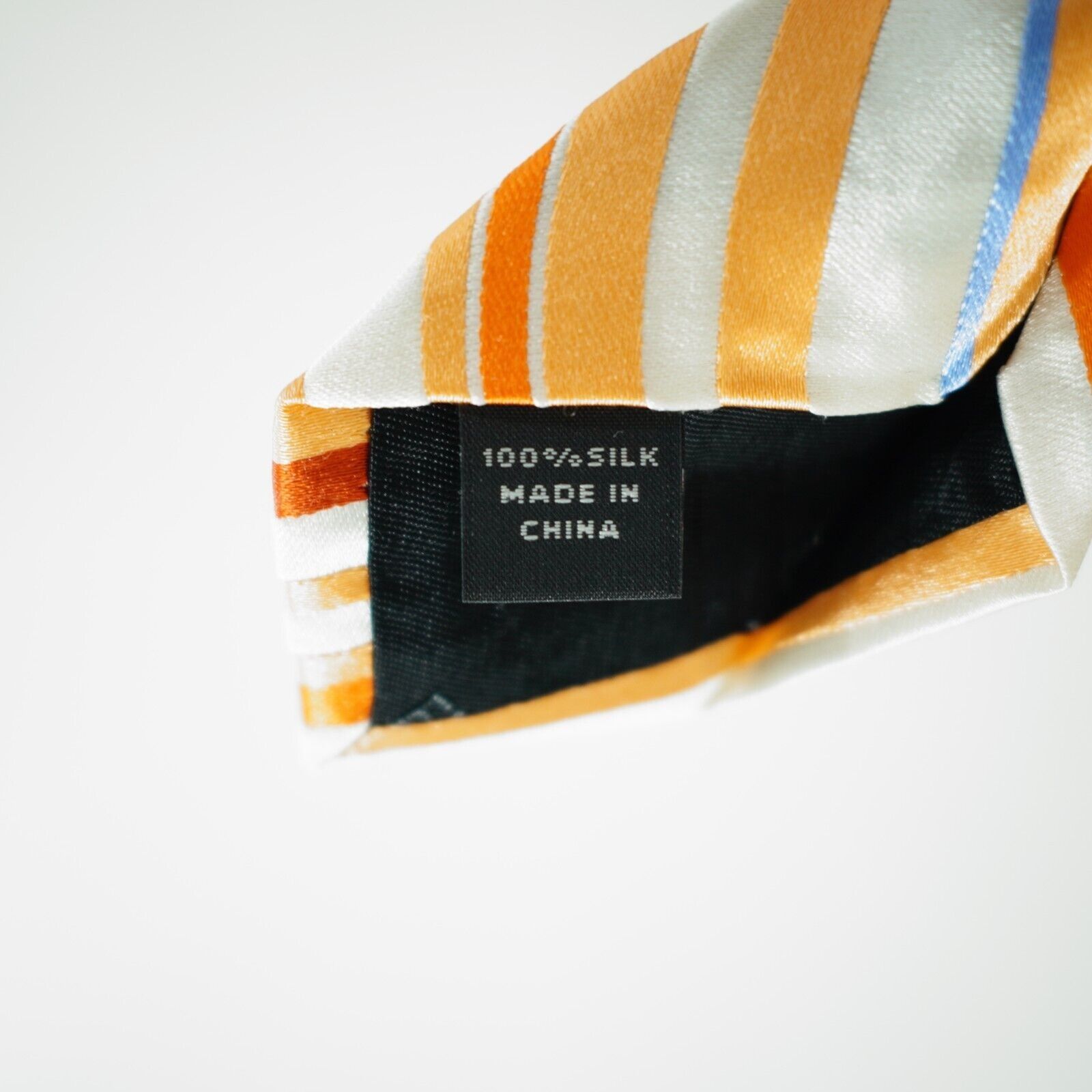 Express Express Design Studio Orange Cream Striped Woven Silk Tie Size ONE SIZE - 4 Thumbnail