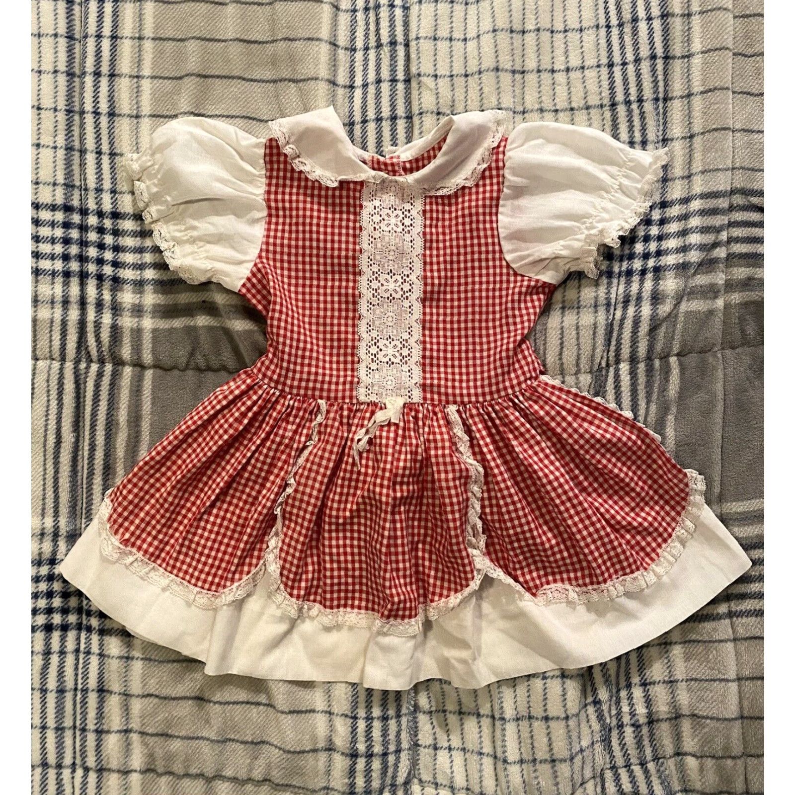 Vintage VINTAGE 60s Jodi & Jill Little Girls Farm Dress Plaid & Lace Size 5 Size ONE SIZE - 2 Thumbnail