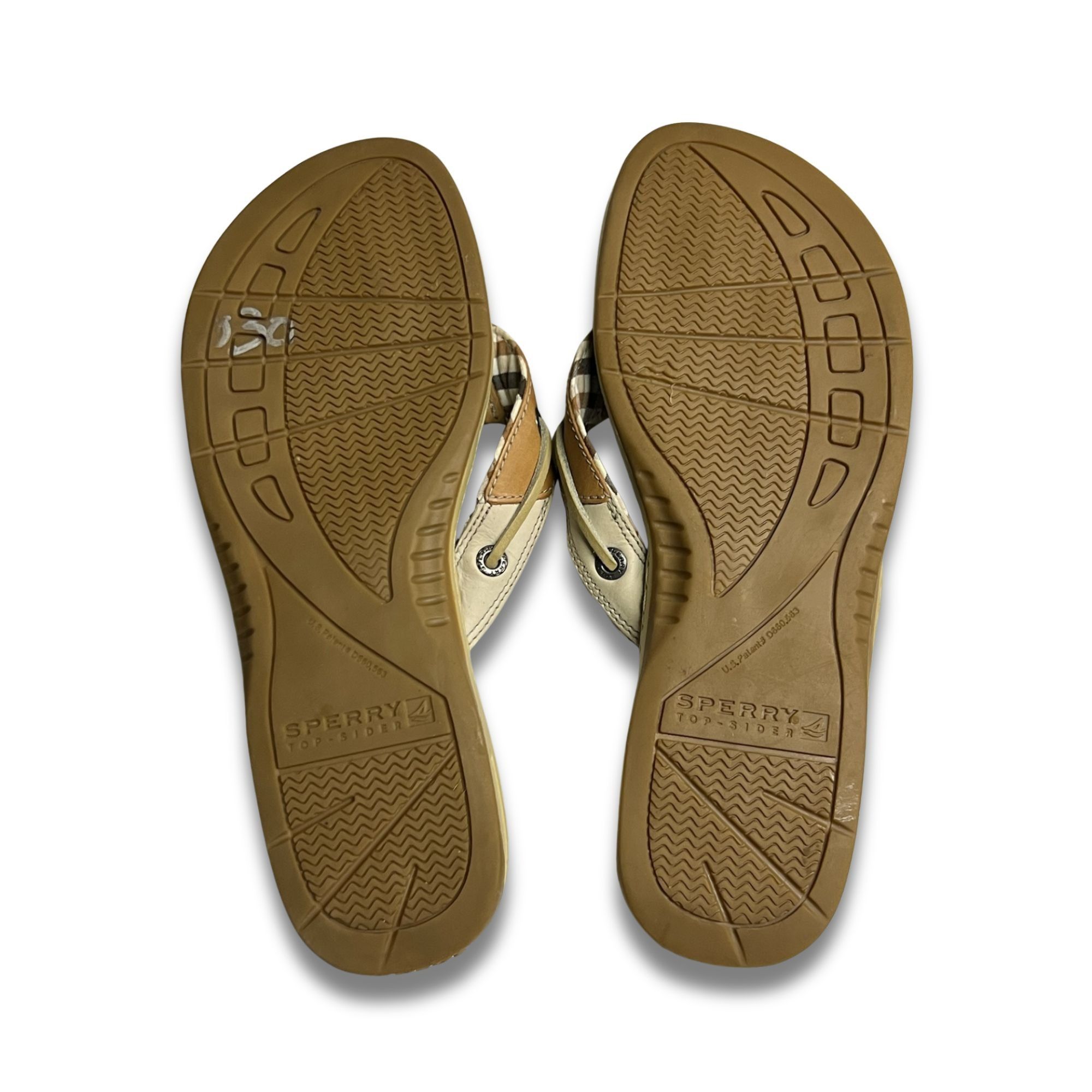 Sperry Sperry Womens Seafish Thong Sandals Size 9 Brown Plaid Leath Size US 9 / IT 39 - 3 Thumbnail