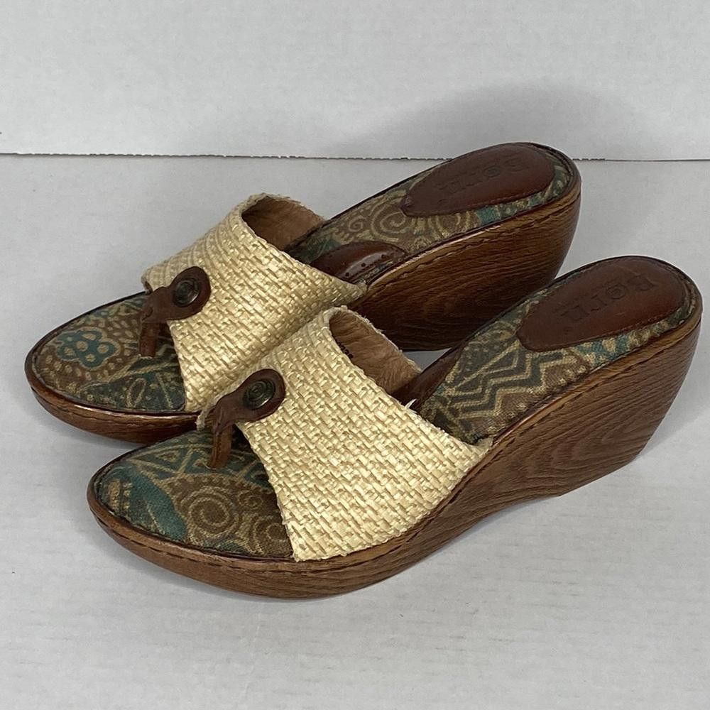 Born BORN Sandals, MOA1 Leather Wedge Slip On, 9 Size US 9 / IT 39 - 1 Thumbnail