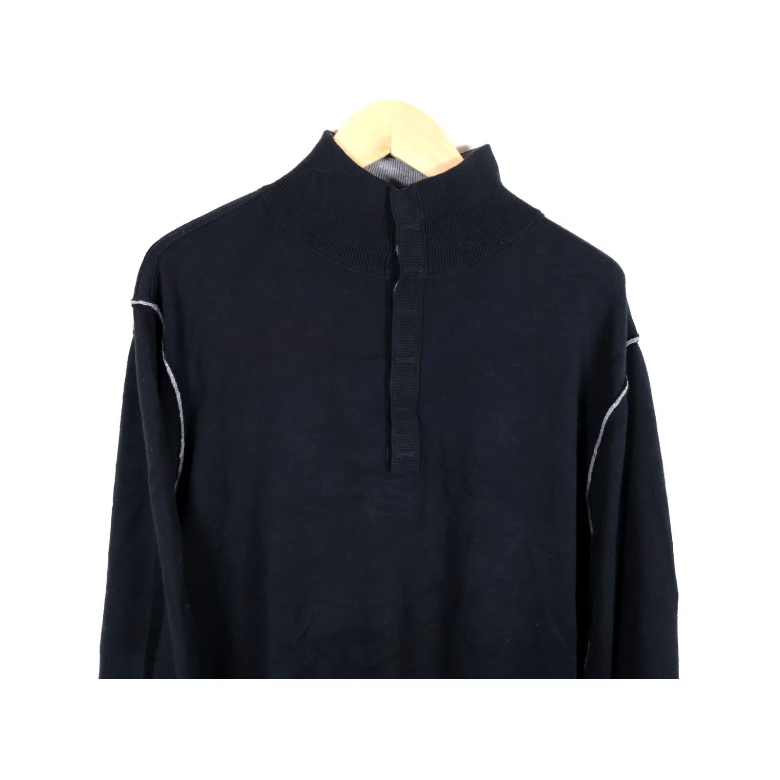 Carbon2Cobalt VINTAGE? No. Carbon2Cobalt Cashmere Cotton Henley Sweater Men's 2XL Black Mock Neck Size US XXL / EU 58 / 5 - 4 Thumbnail