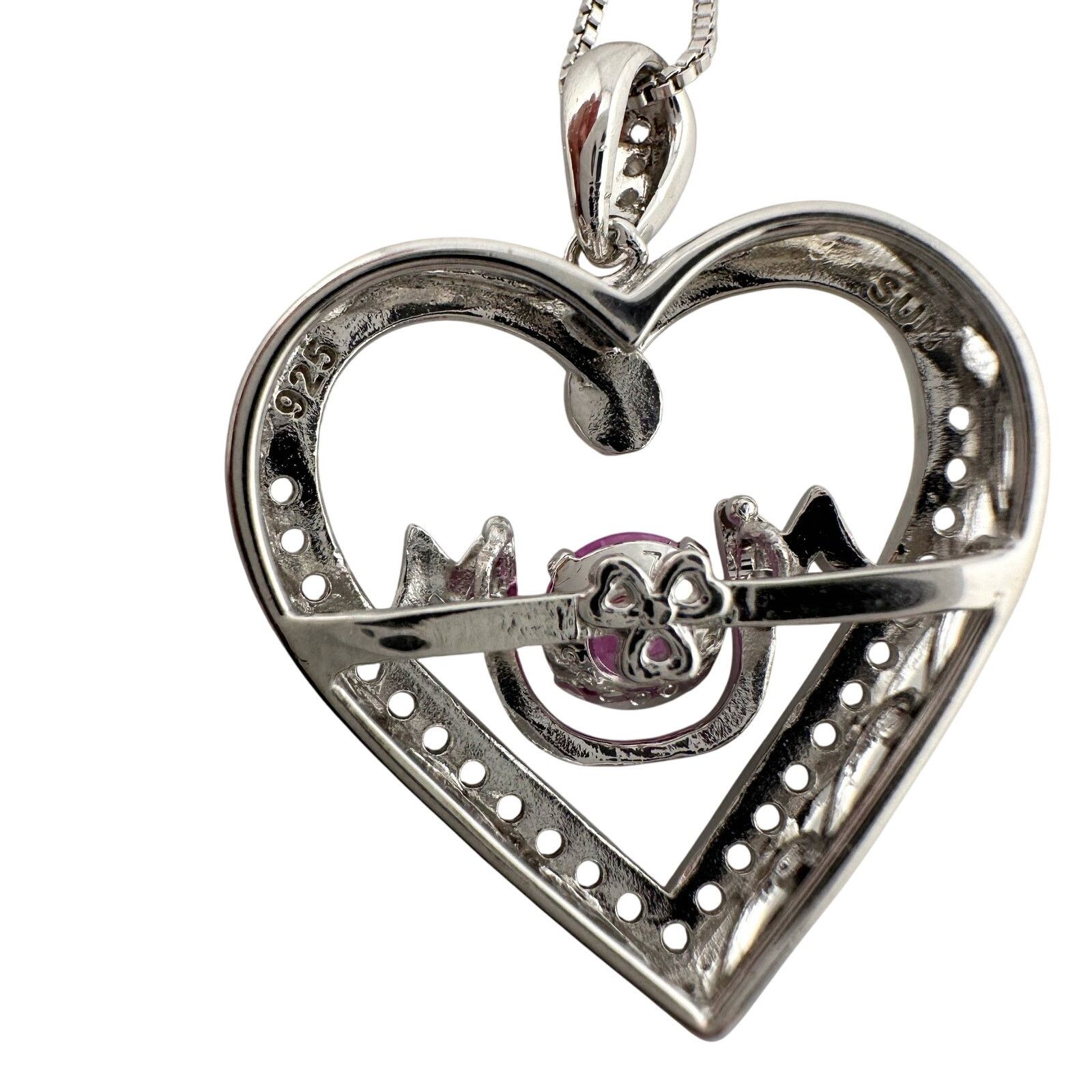 Other "Mom" Dancing Heart Necklace with Pink & White Sapphires Size ONE SIZE - 2 Thumbnail