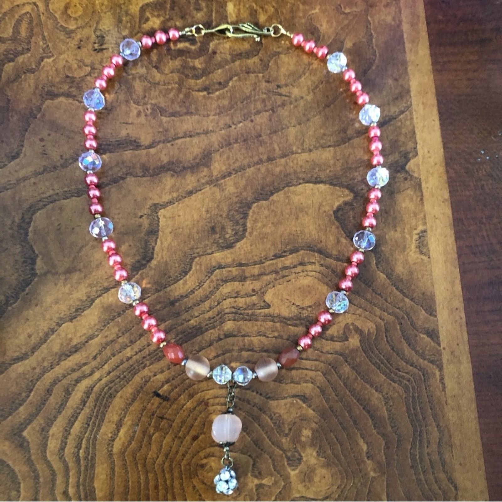 Handmade Handcrafted repurpose crystal antique rose Pearl necklac Size ONE SIZE - 9 Thumbnail