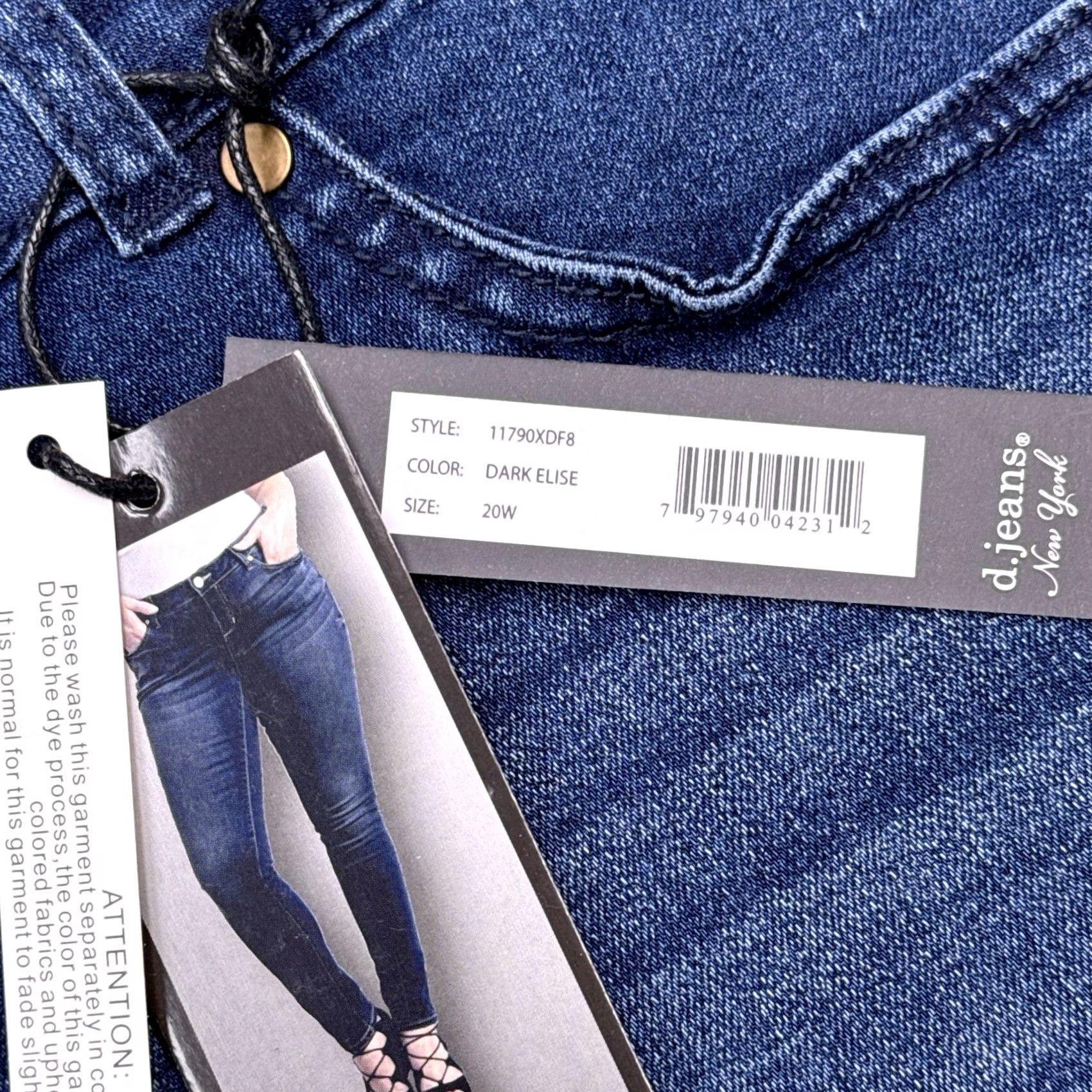 Vintage D Jeans Butt Lifter Skinny Plus Jeans 20W Dark Elise Modern Fit High Rise New Mens Womens Girls Boys Size 42" / US 20 - 5 Thumbnail