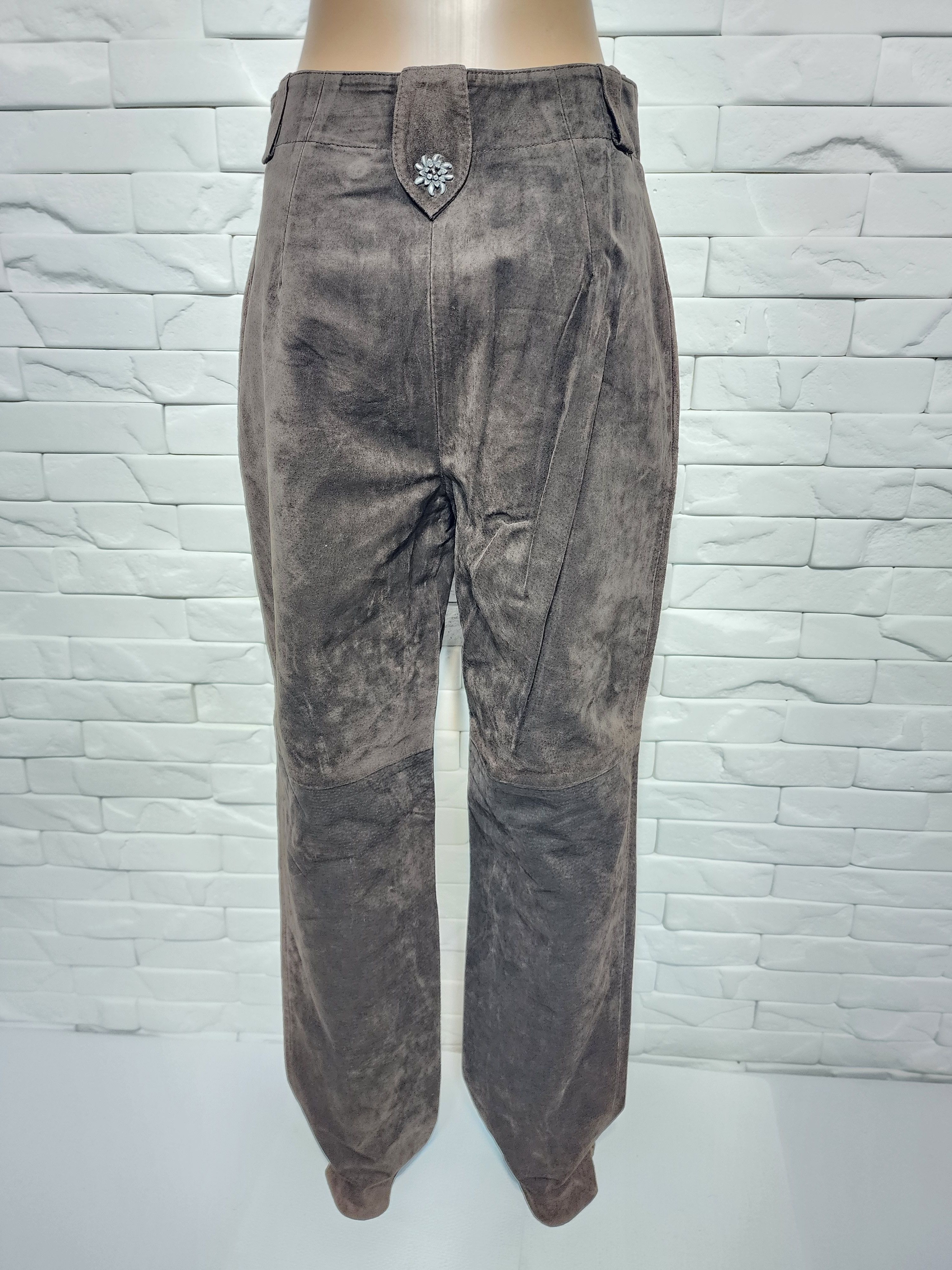 Genuine Leather Brown Suede Leather Pants: Size 27" / US 4 / IT 40 - 5 Thumbnail