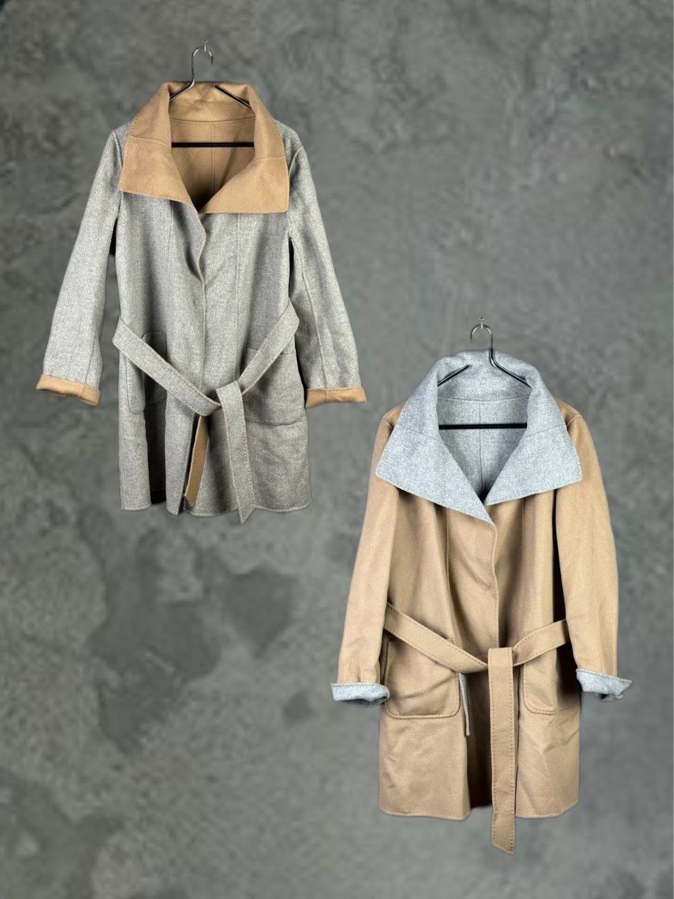 WEEKEND MAX MARA Wool Long Coat Belted Reversible