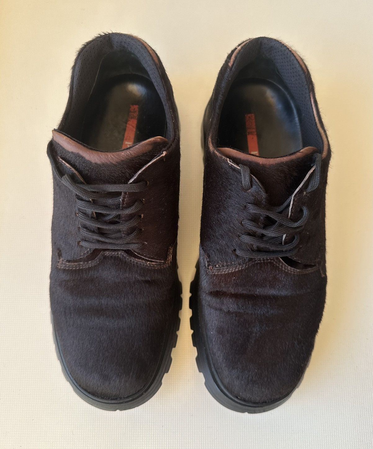 Prada Prada AW99 Pony Hair brown leather derby Size US 7.5 / IT 37.5 - 4 Thumbnail