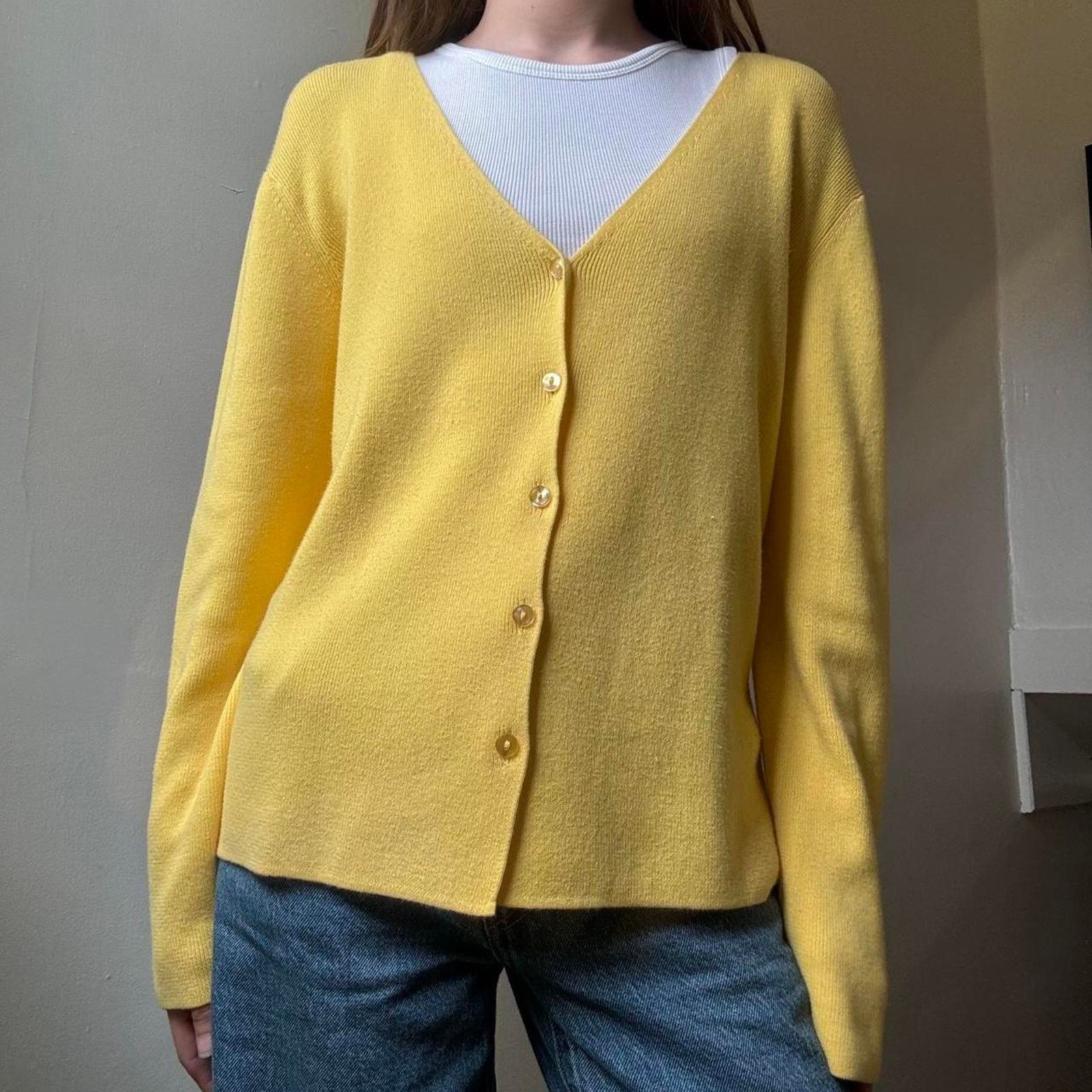 Other Vintage Designers Originals Bright Yellow Cardigan Small Size S / US 4 / IT 40 - 6 Thumbnail