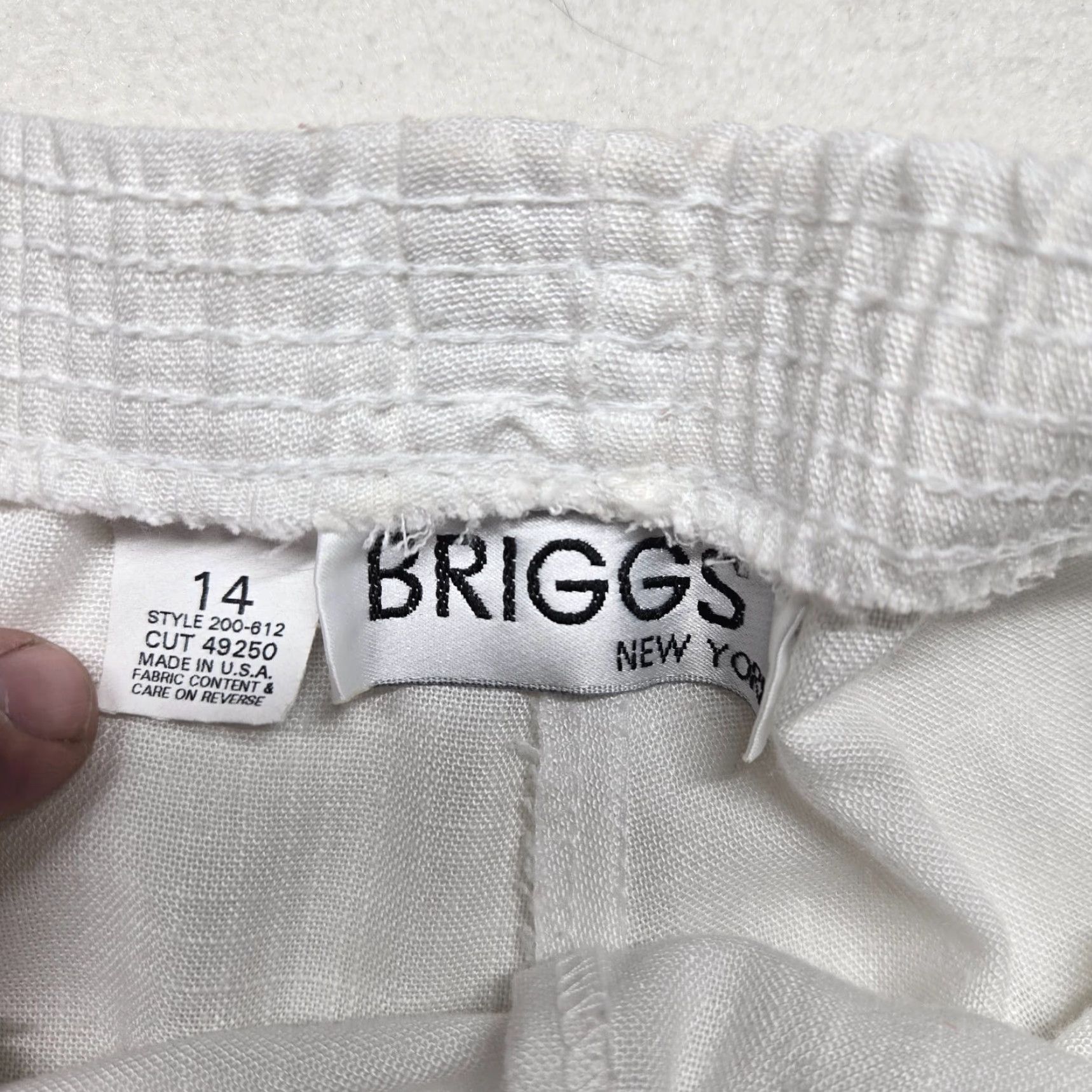 Vintage Briggs New York Pants - White Stretch Pull-On Slimming Straight Leg, Size 14, Women, 14, Mid Rise, Casual Dressy, Machine Washable Size 36" / US 14 / IT 50 - 3 Thumbnail