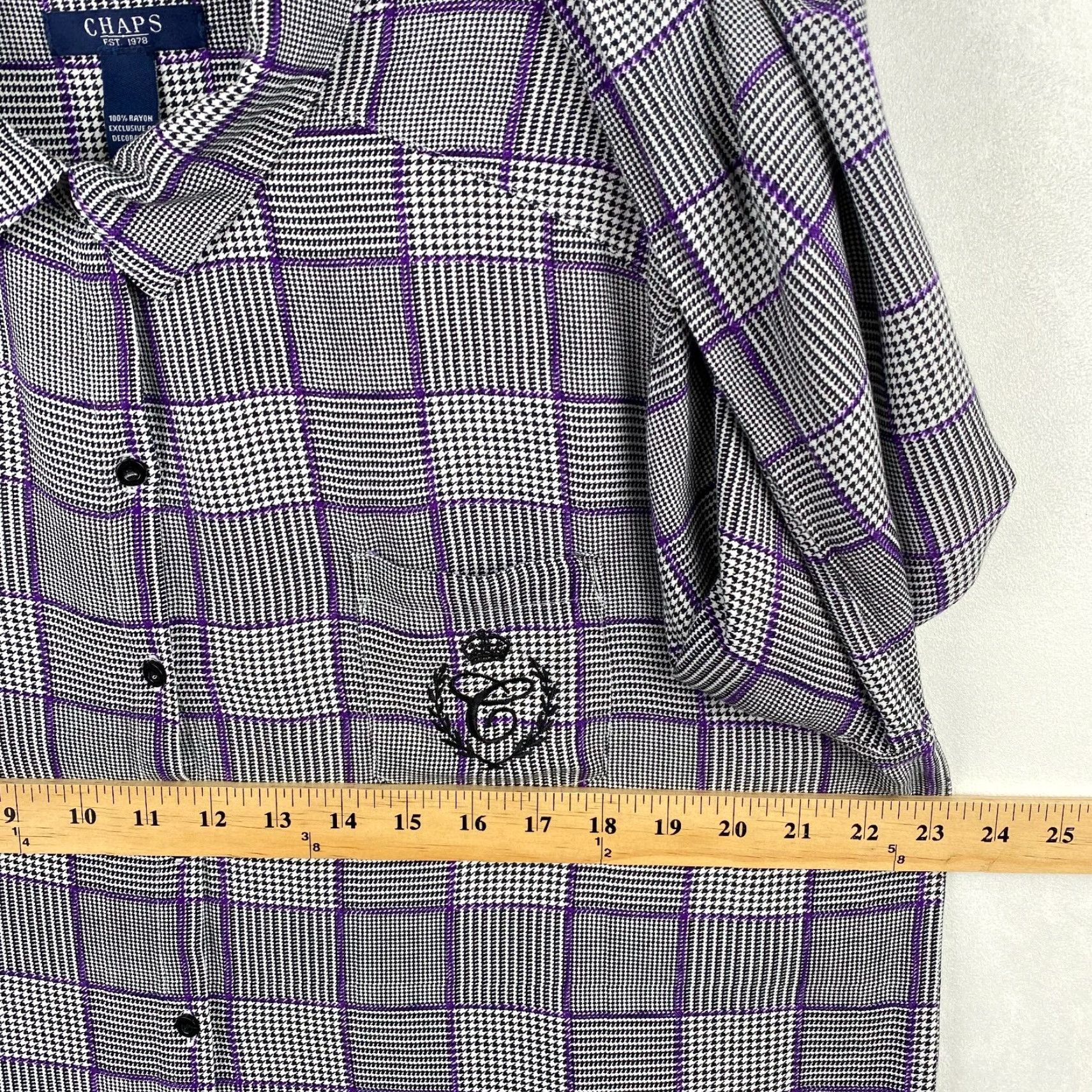 Chaps Chaps Purple Houndstooth Button-Up Tunic Long Sleeve Women's L Size L / US 10 / IT 46 - 3 Thumbnail