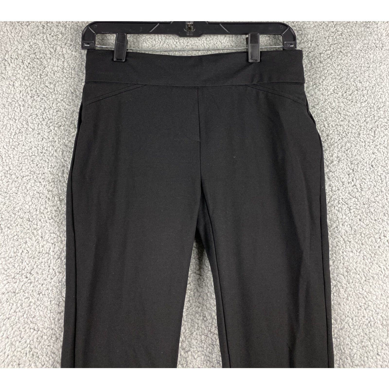 Vintage Dalia Pants Women’s Size S Black Stretch Pull On 27" Inseam Casual Tapered Knit Nylon Blend Silver Drawstring Tip Womens Size 28" / US 6 / IT 42 - 3 Thumbnail