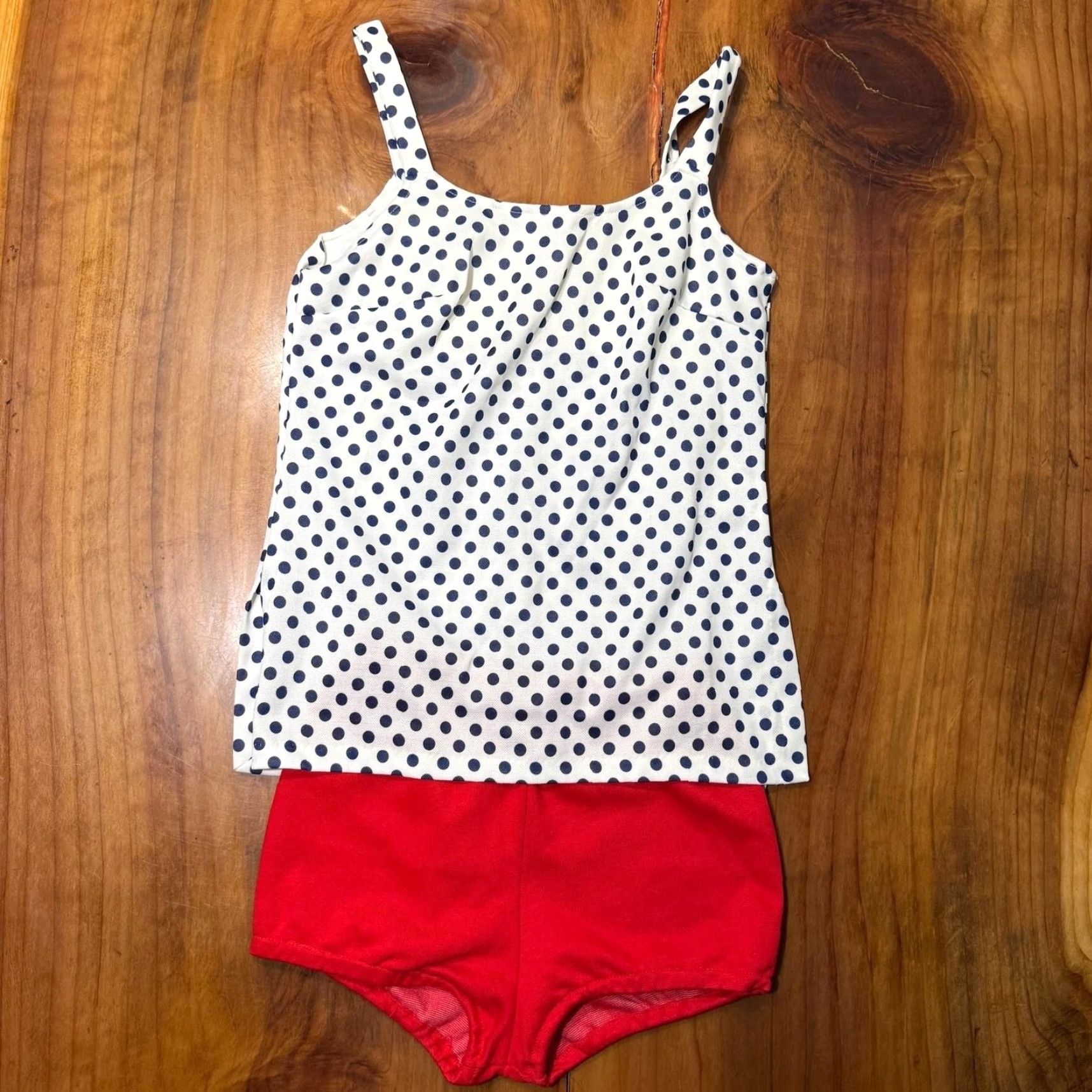 Vintage VINTAGE Montgomery Ward Shirt Bottom Set Polka Dot Knit 60s 70s Red XS Women Tank Sleeveless Casual Short Dress Size XS / US 0-2 / IT 36-38 - 2 Thumbnail