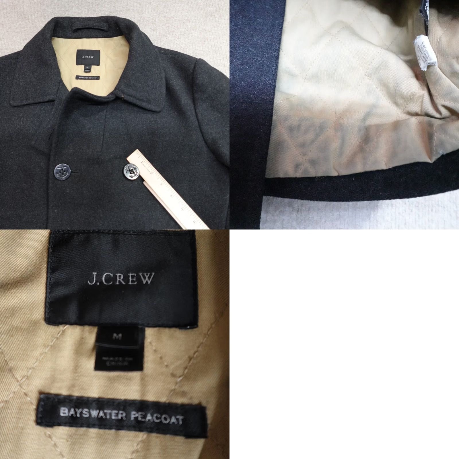 J.Crew J.Crew Mens Jacket Medium Gray Charcoal Peacoat Wool Bayswater Jacket Mens M Gray Pea Coat Button Black/Blue Marks Inside Size US M / EU 48-50 / 2 - 8 Thumbnail
