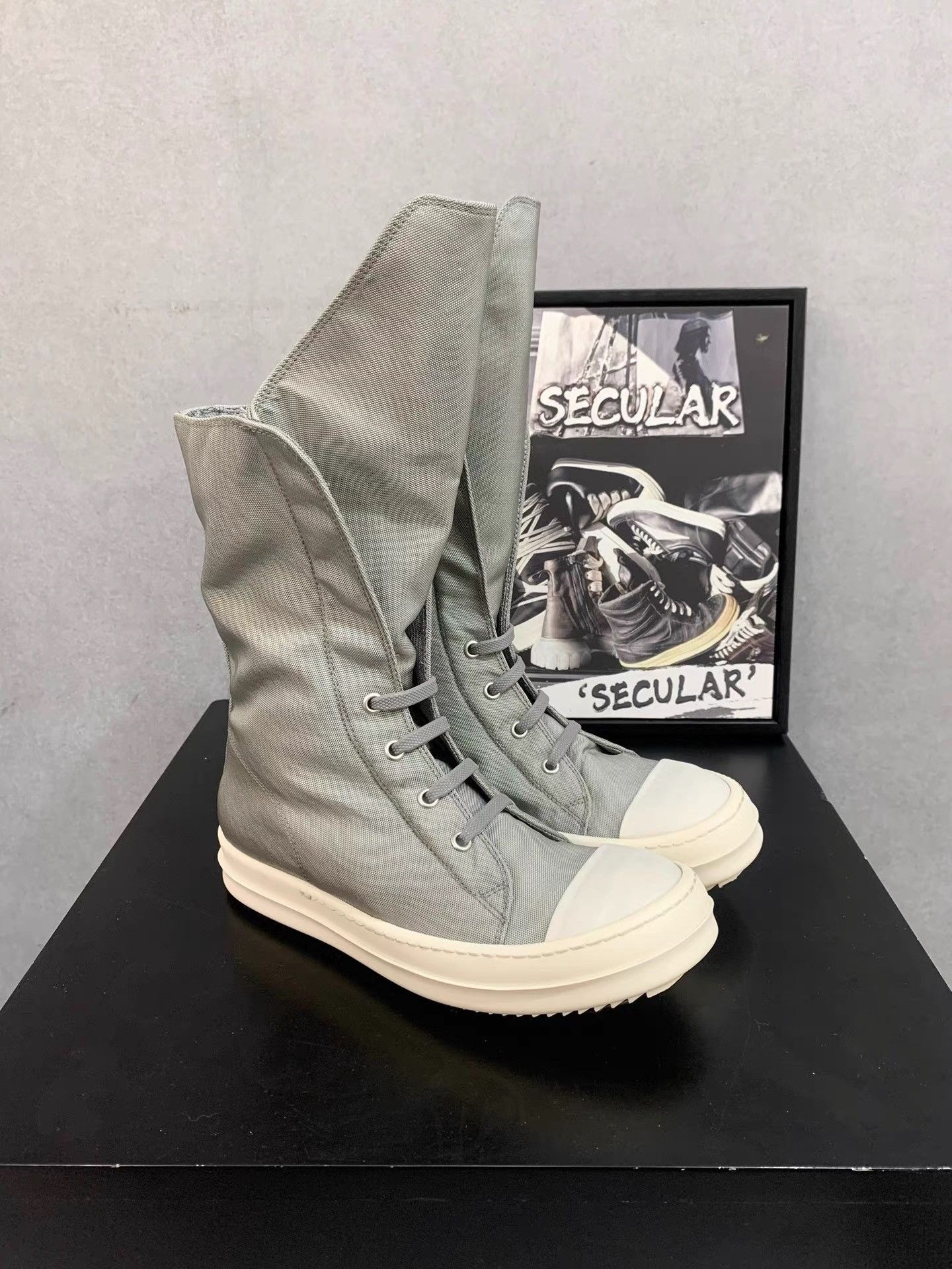 Rick Owens Rick Owens 16FW Olive Green Extended Tongue High Tops K34 Size US 6 / IT 36 - 2 Thumbnail