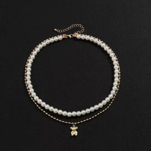 Jewelry 🔥Cute Bear Pendant Pearl Choker Necklace🔥 Size ONE SIZE - 1 Thumbnail