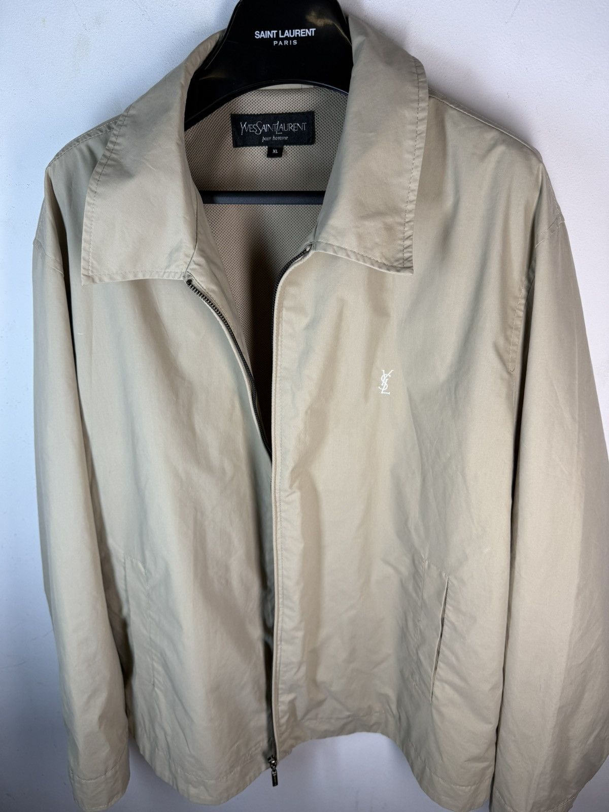 Yves Saint Laurent Beige YSL Jacket Bomber Zip Up Collar Vintage Logo y2k Size US XL / EU 56 / 4 - 21 Thumbnail