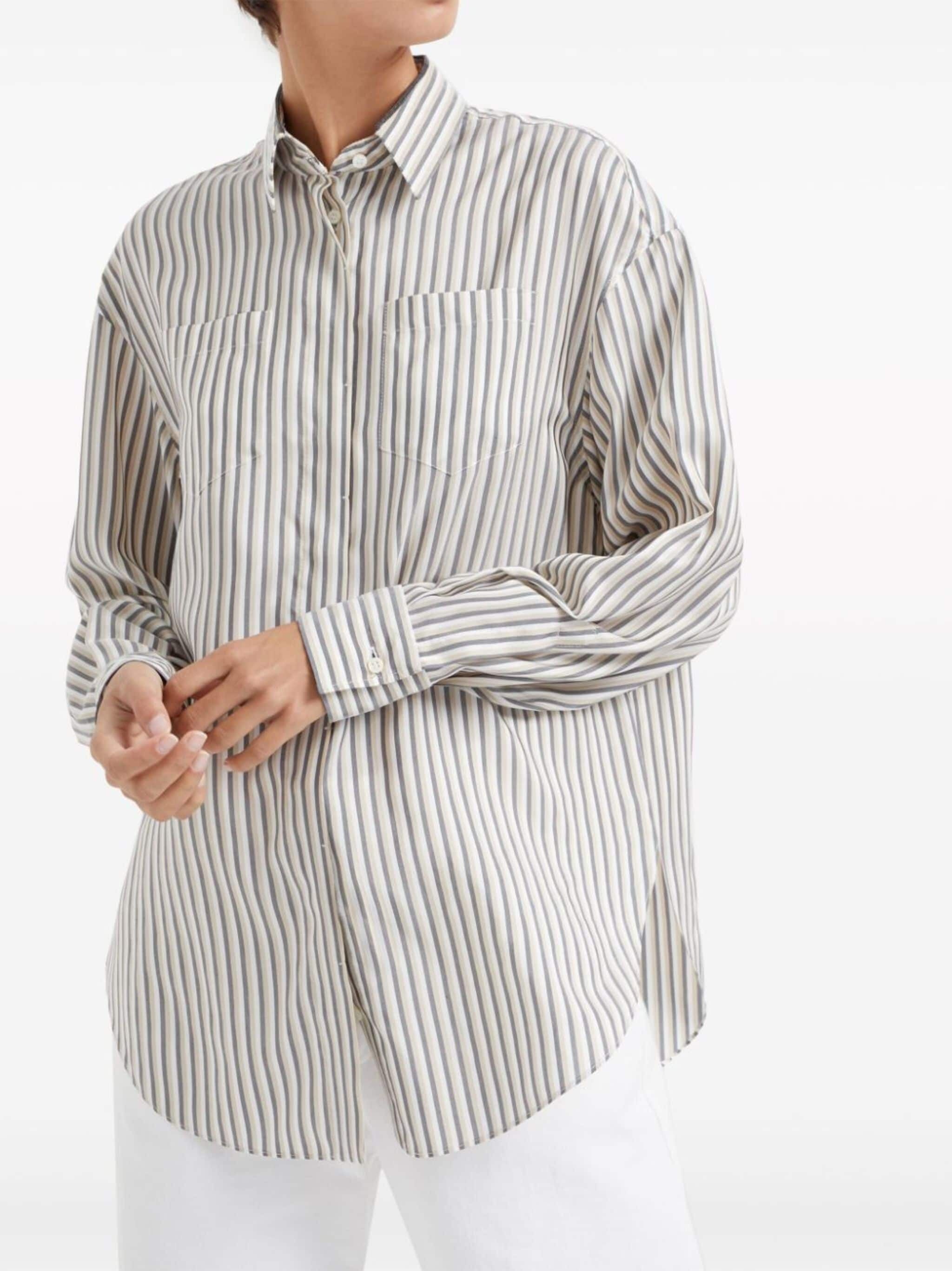 Brunello Cucinelli o1la1rc1a0425 Blouse in White Size L / US 10 / IT 46 - 2 Thumbnail