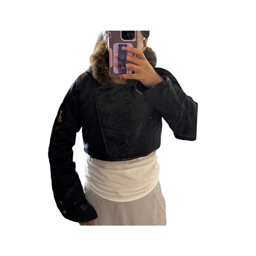 G-Unit G Unit black cropped down jacket rabbit fur size M Y2K bling Size M / US 6-8 / IT 42-44 - 16 Thumbnail