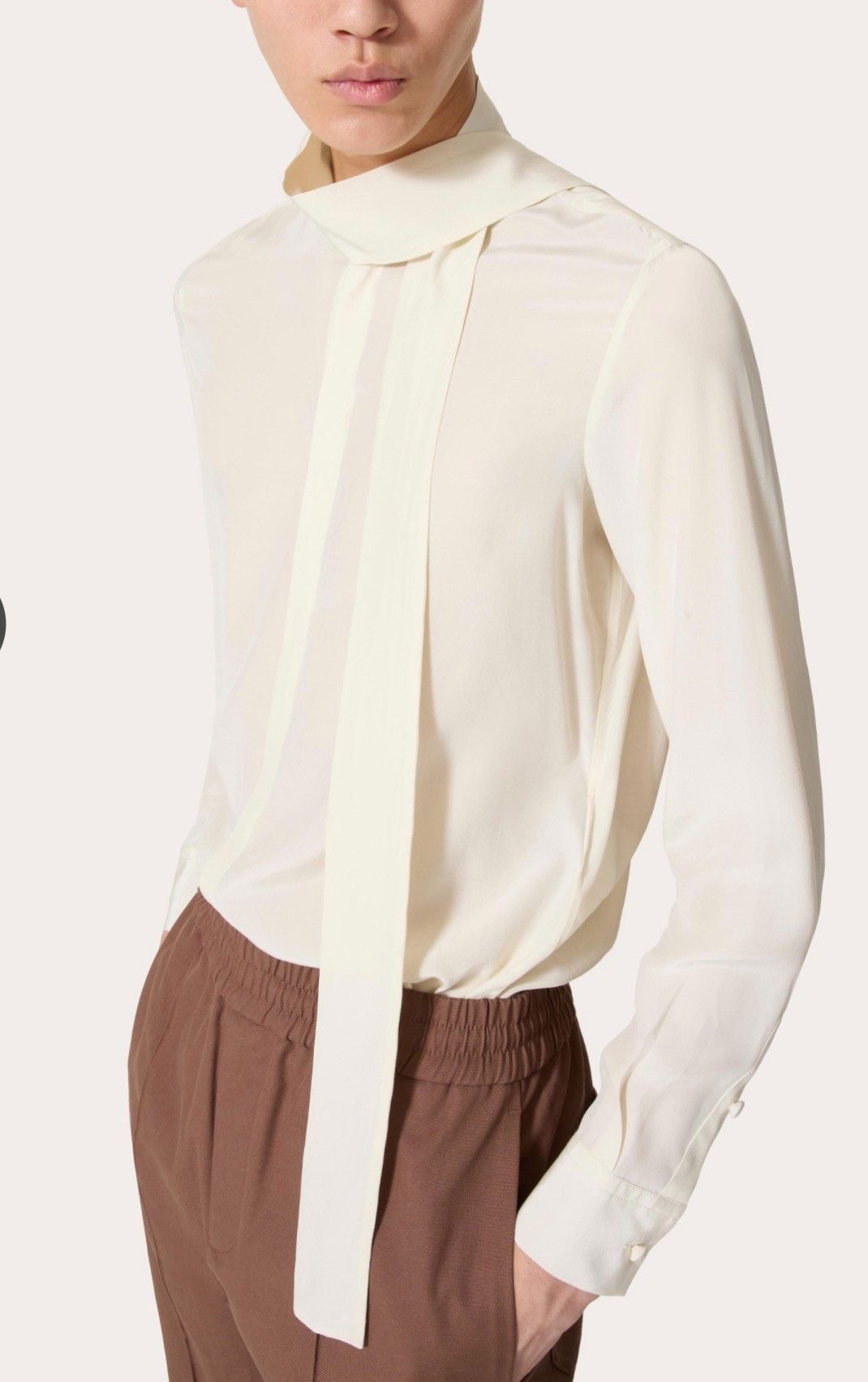 Valentino Valentino Silk White Ribbon Shirt Size US XXS / EU 40 - 1 Thumbnail