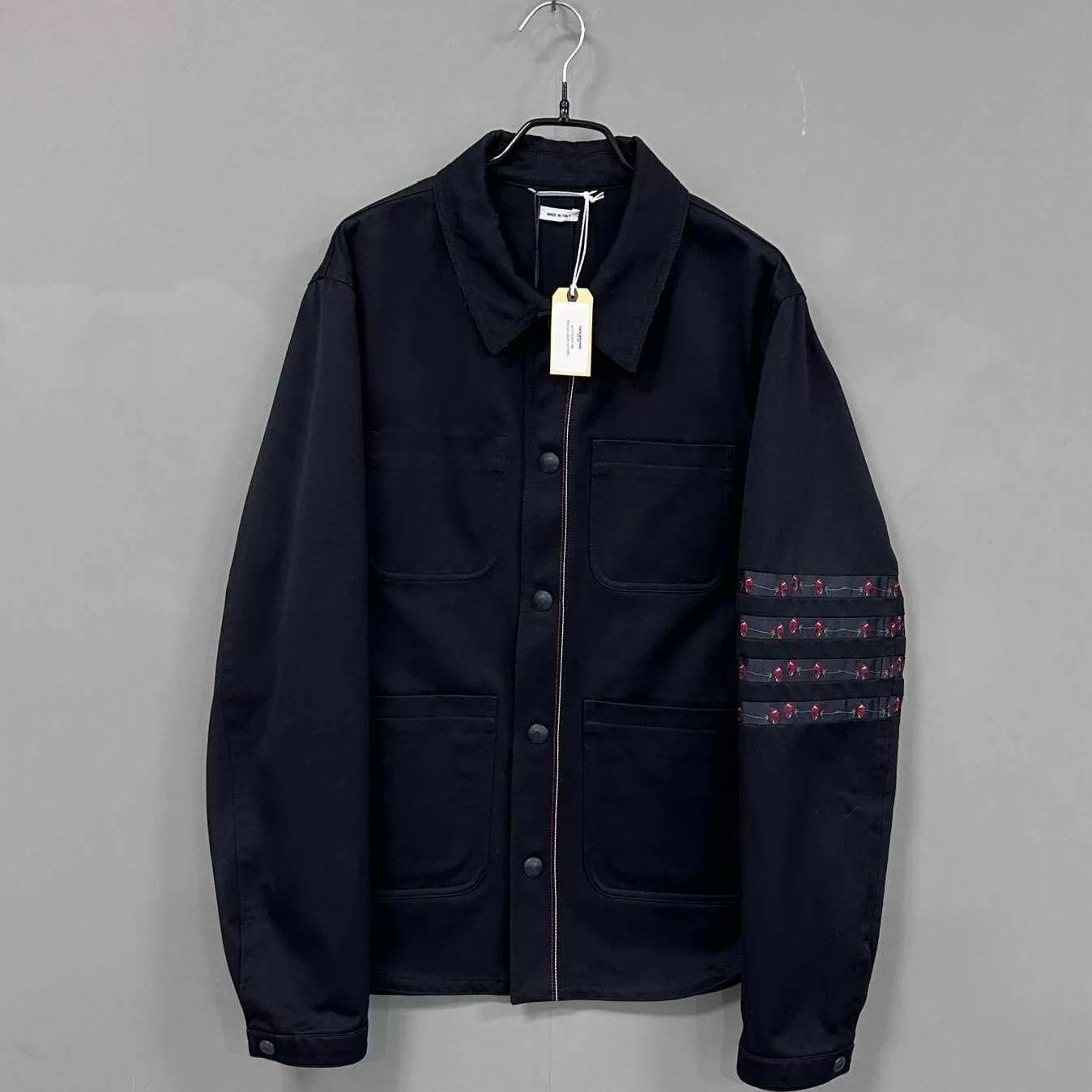 Thom Browne Thom Browne Rose-Embroidered Stripe Pocketed Jacket Size US S / EU 44-46 / 1 - 1 Thumbnail