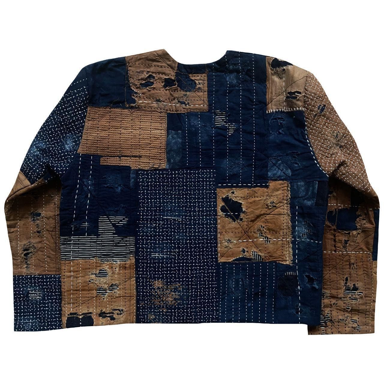 Kapital Indigo Collarless Boro Sashiko Denim Jacket Size US M / EU 48-50 / 2 - 2 Thumbnail