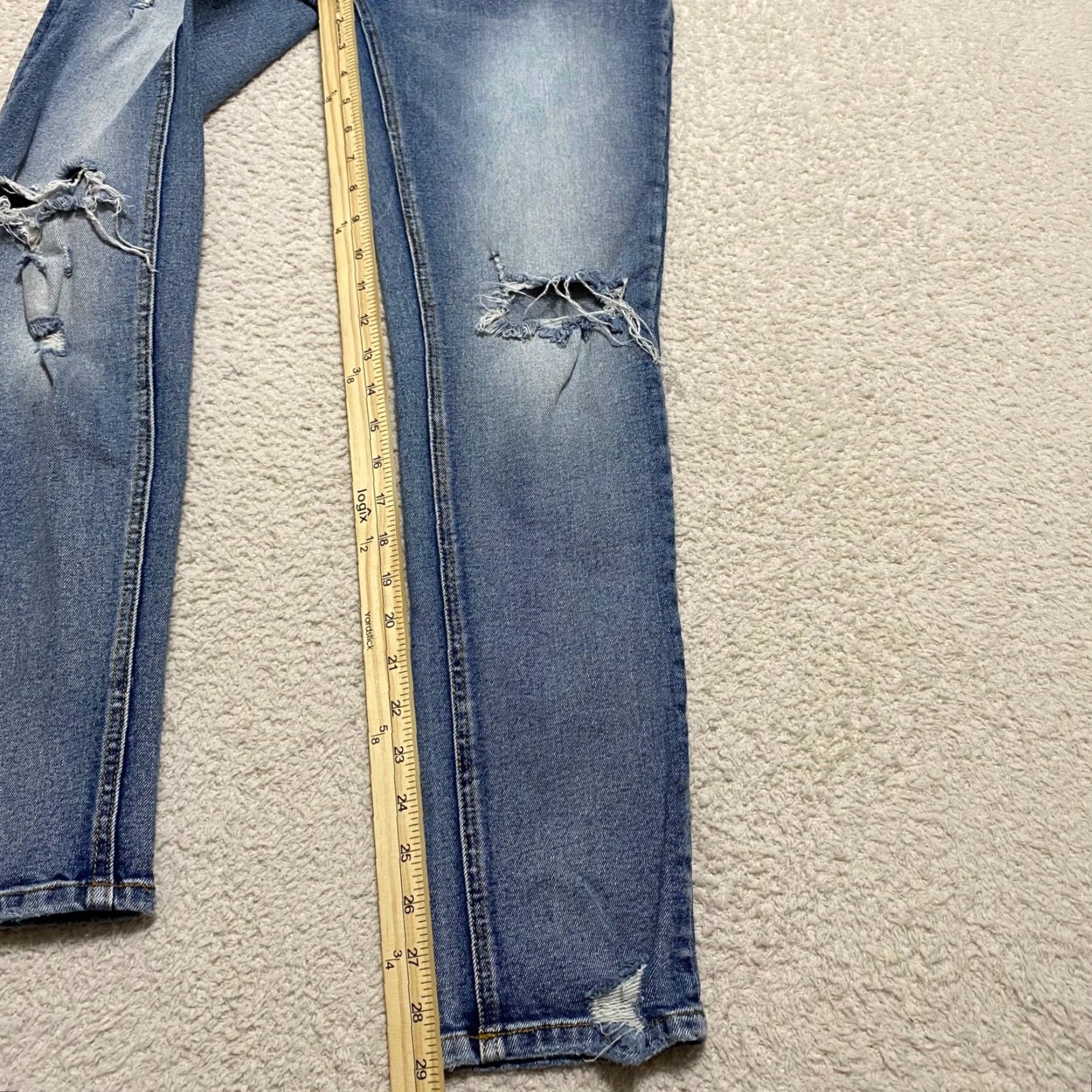 Vintage Kancan Womens Jeans 27 Blue Denim Mid Rise Skinny Distressed Size 27" / US 4 / IT 40 - 3 Thumbnail