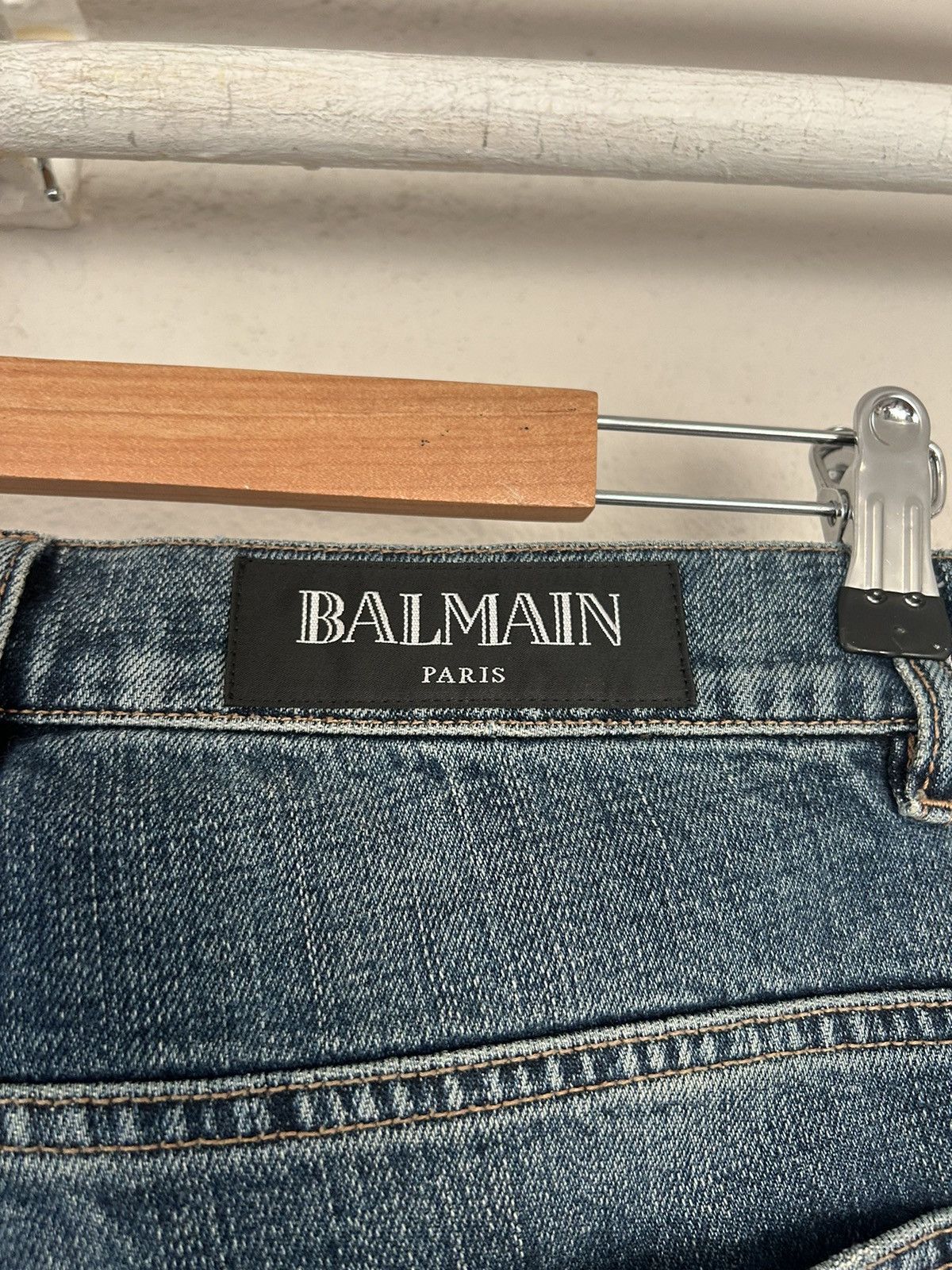 Balmain Blue Denim Biker Jeans Size US 31 - 10 Thumbnail