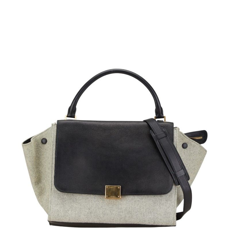 Celine Celine Sweat Leather Trapeze 2Way Bag Leather Shoulder Bag in Black, Women's