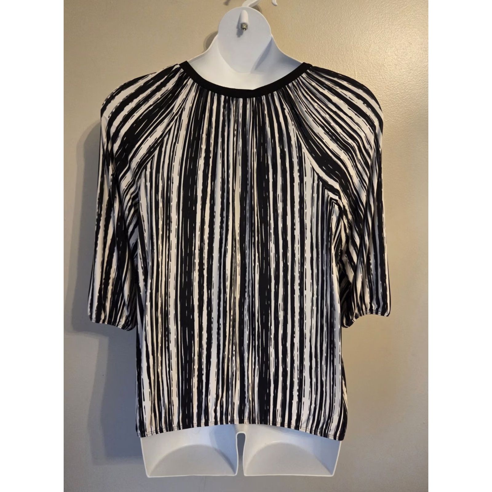 Pinko New Directions Woman Pink Black White Colorblock Stripe Top Boho 1X Plus Size XL / US 12-14 / IT 48-50 - 7 Thumbnail