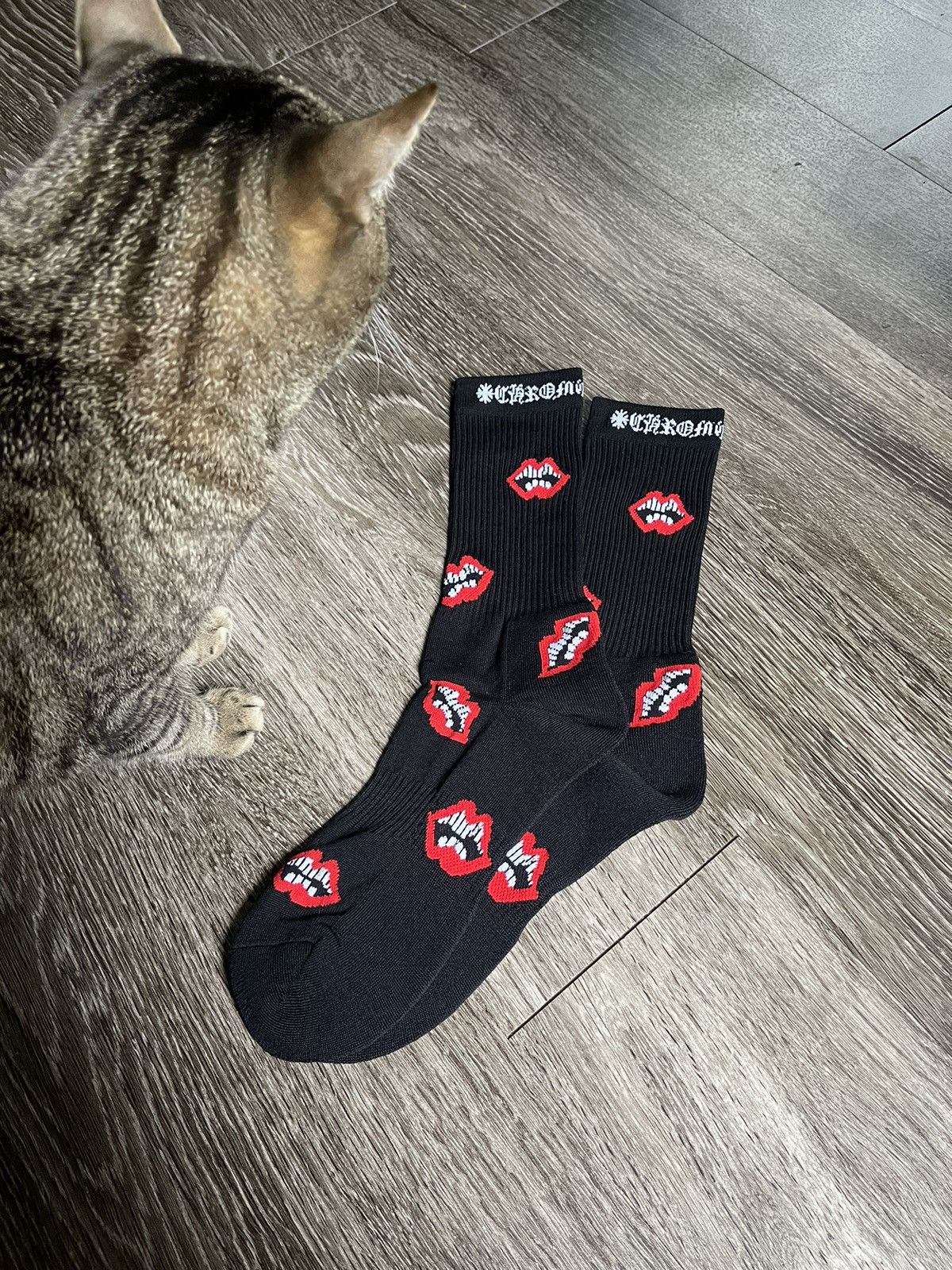Chrome Hearts Chrome Hearts Matty Boy Black Chomper Lips Socks | Grailed