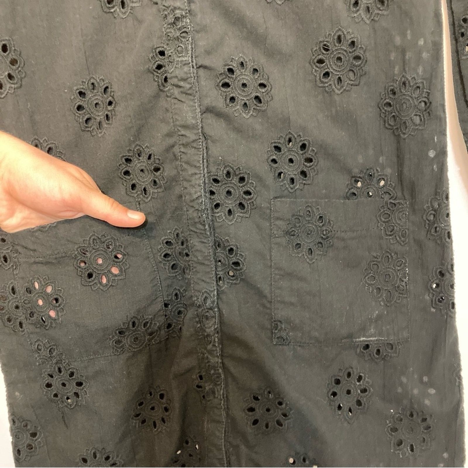 Vintage Vintage Black Eyelet Floral Long Sleeve Tunic Blouse Top Size S / US 4 / IT 40 - 5 Thumbnail