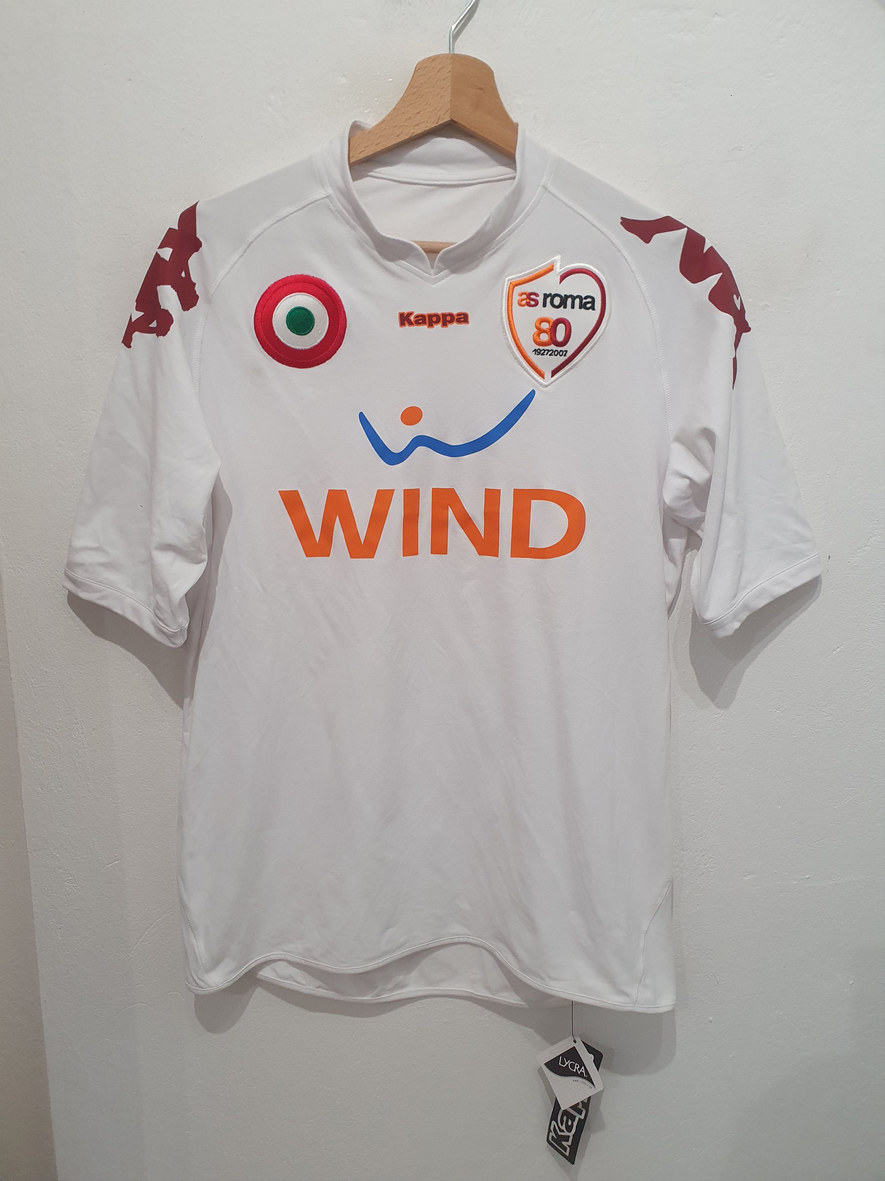 image of As Roma 2007 2008 Kappa Size M New Jersey Shirt in White, Men's