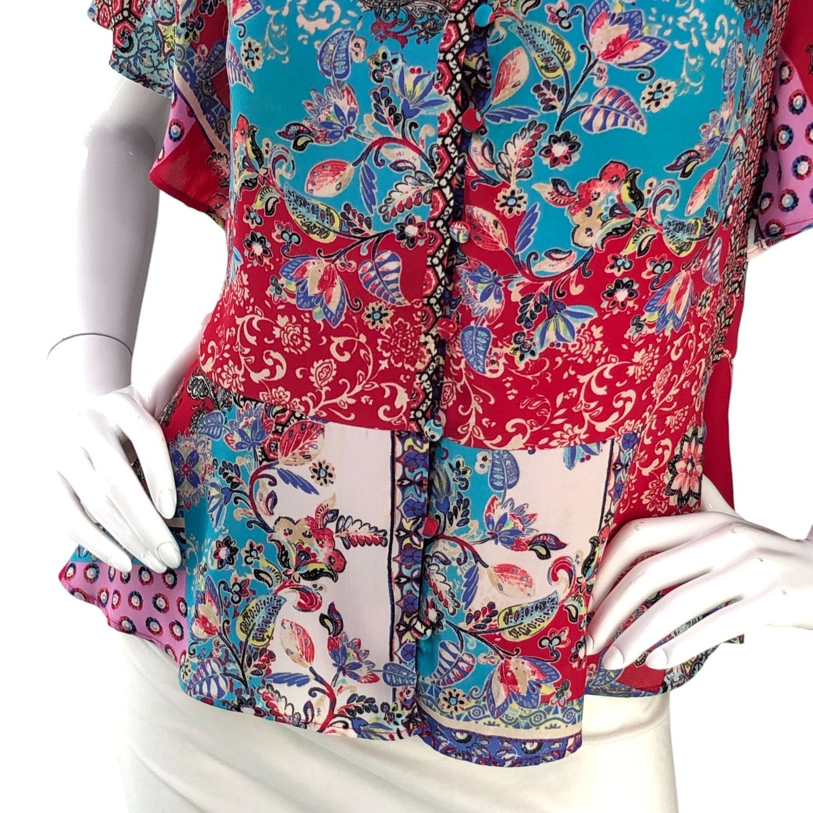Chicos Chicos Size Petite 00P US 0/2P Top Peplum Flutter Sleeve Size XS / US 0-2 / IT 36-38 - 3 Thumbnail