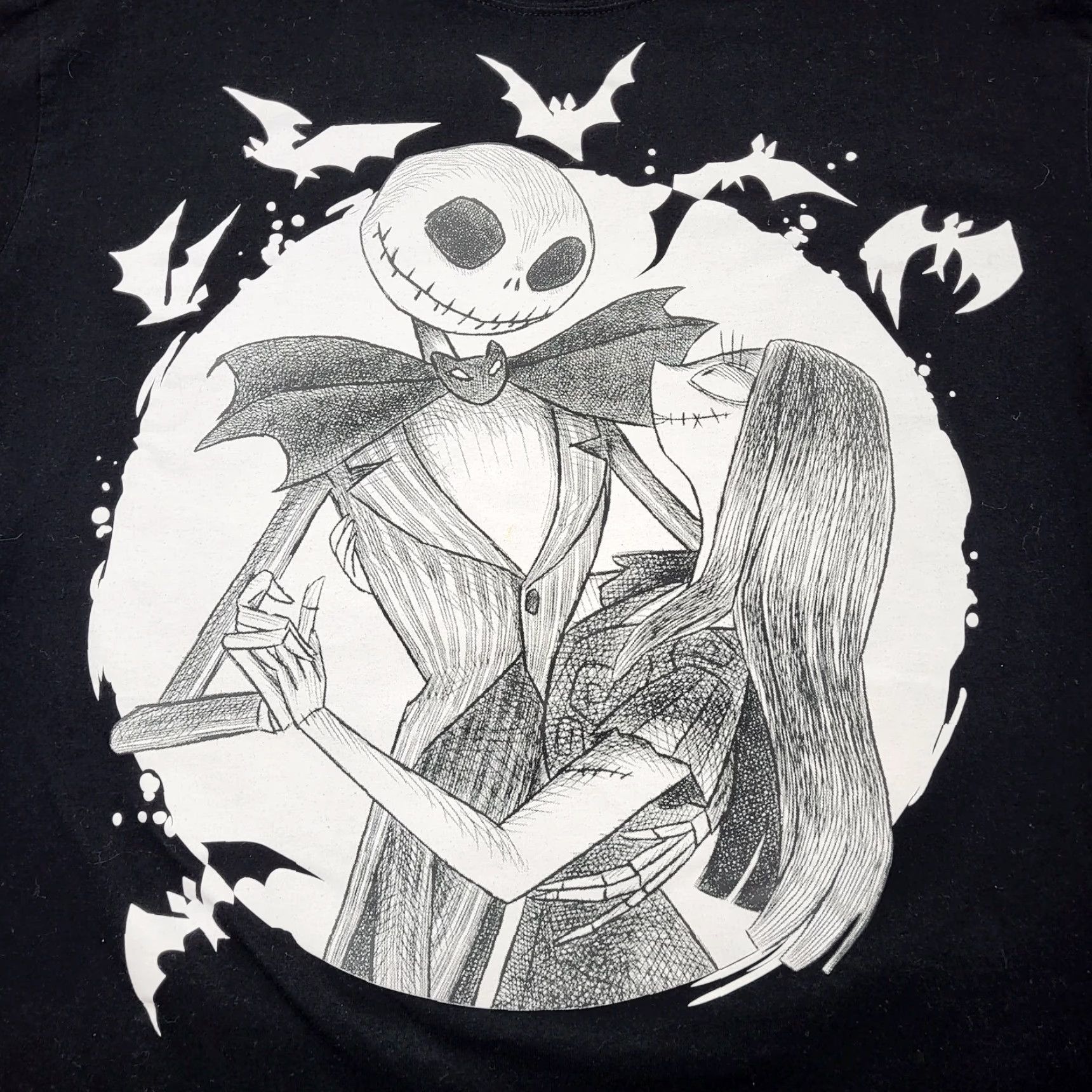 Disney Disney Nightmare Before Christmas T-Shirt 2X Long Sleeve Black Jack / Sally Mens или Womens Size US XXL / EU 58 / 5 - 4 Thumbnail