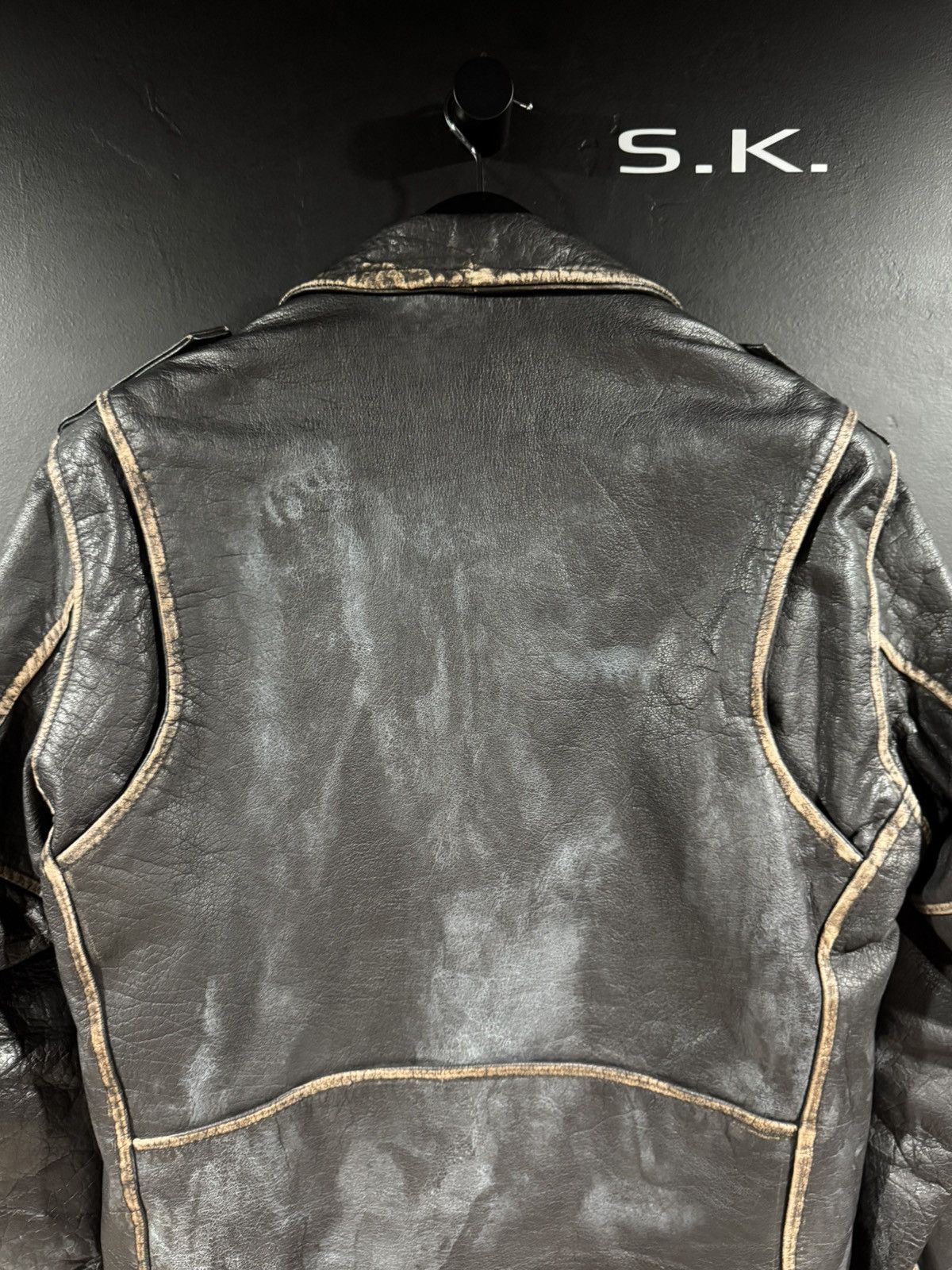 Vintage 1990s Vintage UNIK Distressed Leather Motorcycle Jacket 42 Size US XS / EU 42 / 0 - 6 Thumbnail