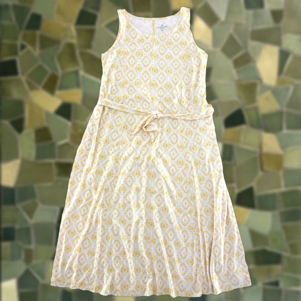 Vintage Cuddl Duds Maxi Tank Dress Pocket Yellow Diamond Soft Jersey Stretch PL Women's) Size L / US 10 / IT 46 - 1 Thumbnail