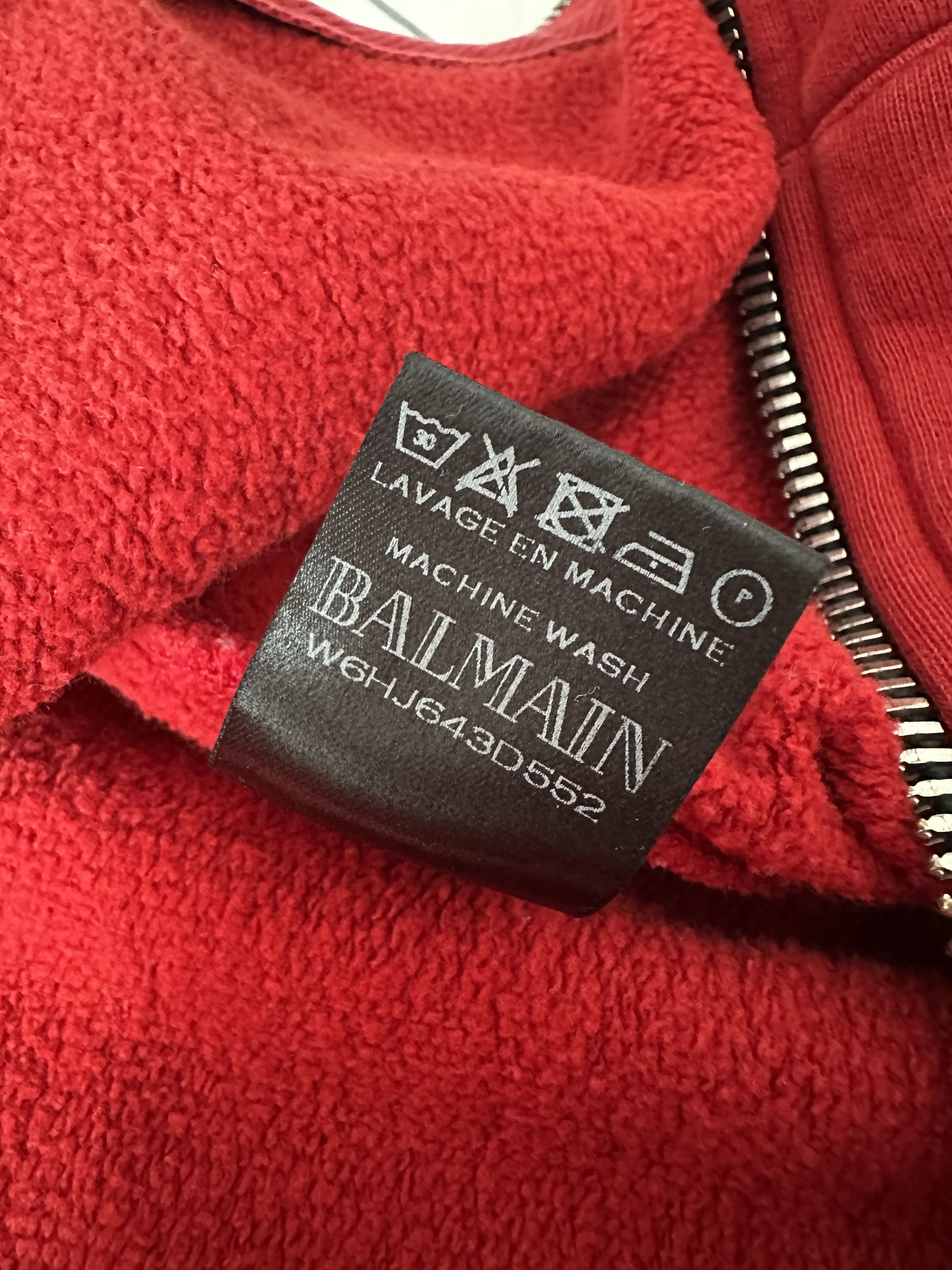 Balmain FW16 Balmain Zipped-Up Hoodie Red Oliver Rousteing Era Size US XXL / EU 58 / 5 - 9 Thumbnail