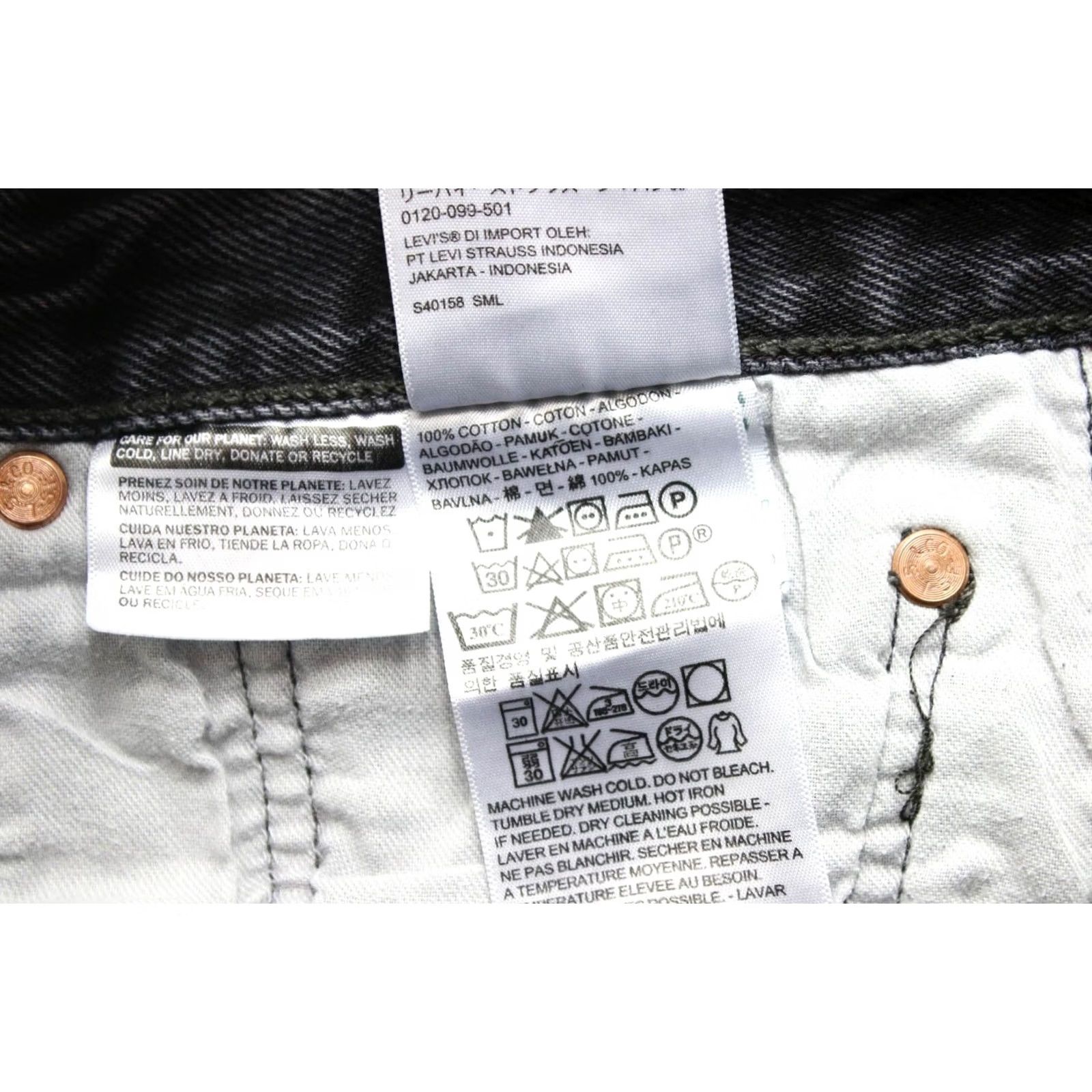 Levi's Levi's 501 Men's Jeans W38/L32 Straight Button Fly Denim Black Jeans Men Size US 38 / EU 54 - 7 Thumbnail