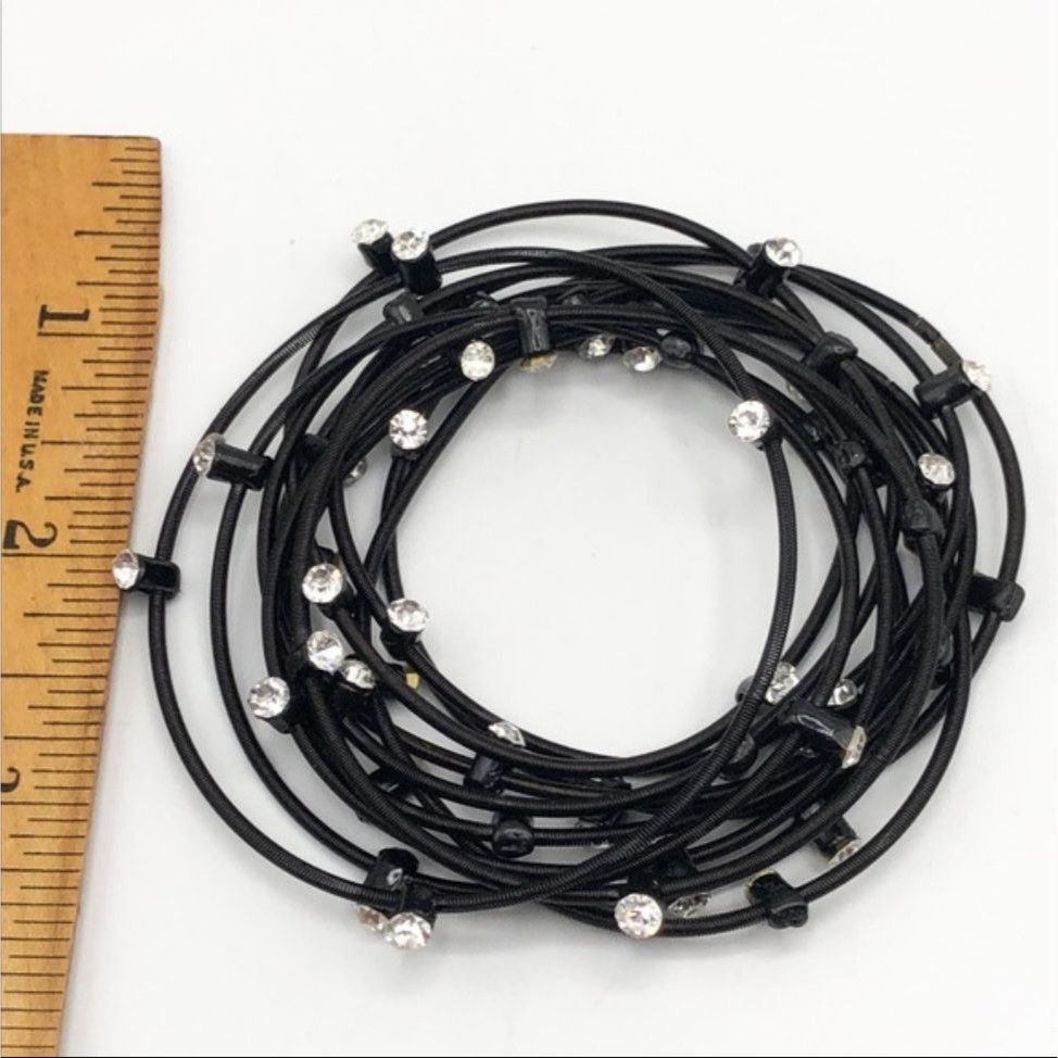Other Bee Charming Sugar NY Piano Wire Black Rhinestone Bracelet Size ONE SIZE - 6 Thumbnail