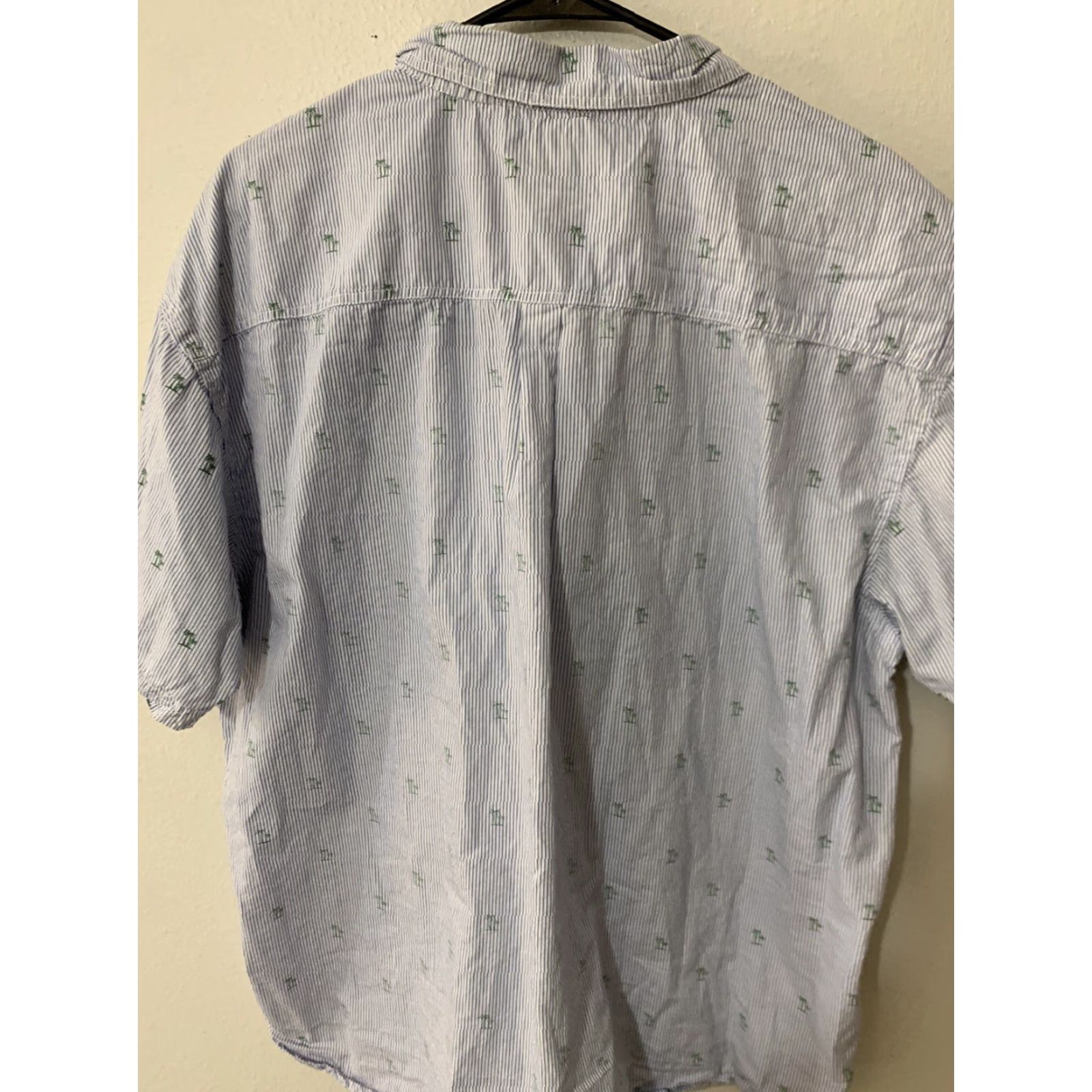 PD&C PD&C Camp Shirt Mens Size 2X Button Up Short Sleeve Blue Striped Palm Trees Shirt Mens 2X Blue Palm Trees Vintage? No - Contemporary Size US XXL / EU 58 / 5 - 3 Thumbnail