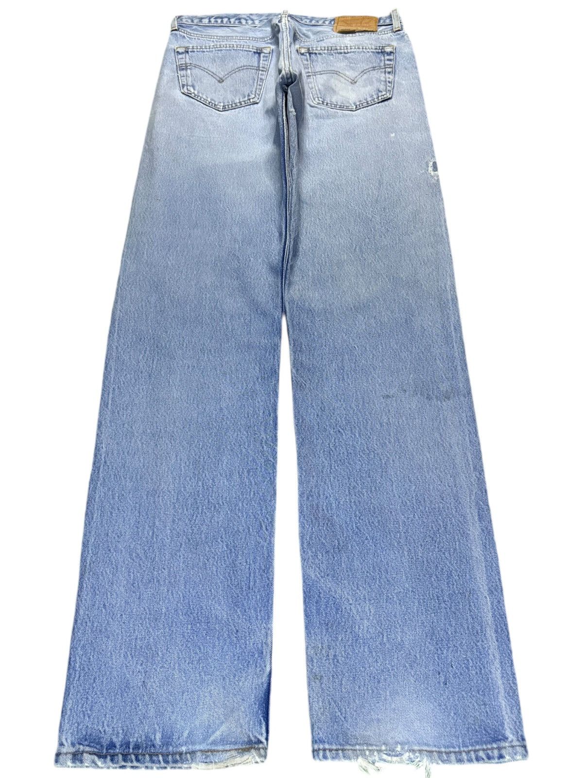 Levi's Vintage 90s Levis 501xx Blue Wash Patched Ripped Baggy Jeans Size US 33 - 2 Thumbnail