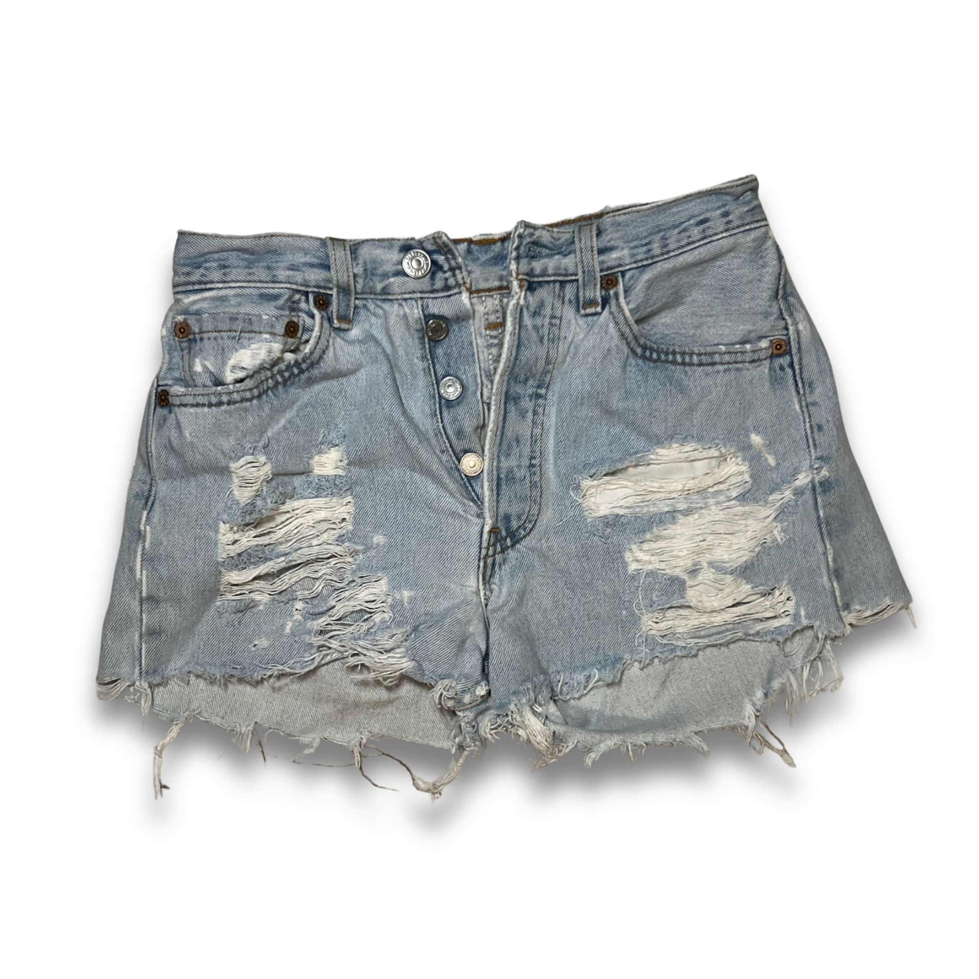 Levi's Levis 501 Distressed Denim Shorts W27 Button Fly Vintage Mad Size 27" / US 4 / IT 40 - 2 Thumbnail