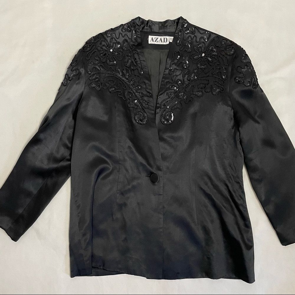 Other Vintage AZAD Silk Jacket Embroidered Black Size 12 Size XL / US 12-14 / IT 48-50 - 5 Thumbnail