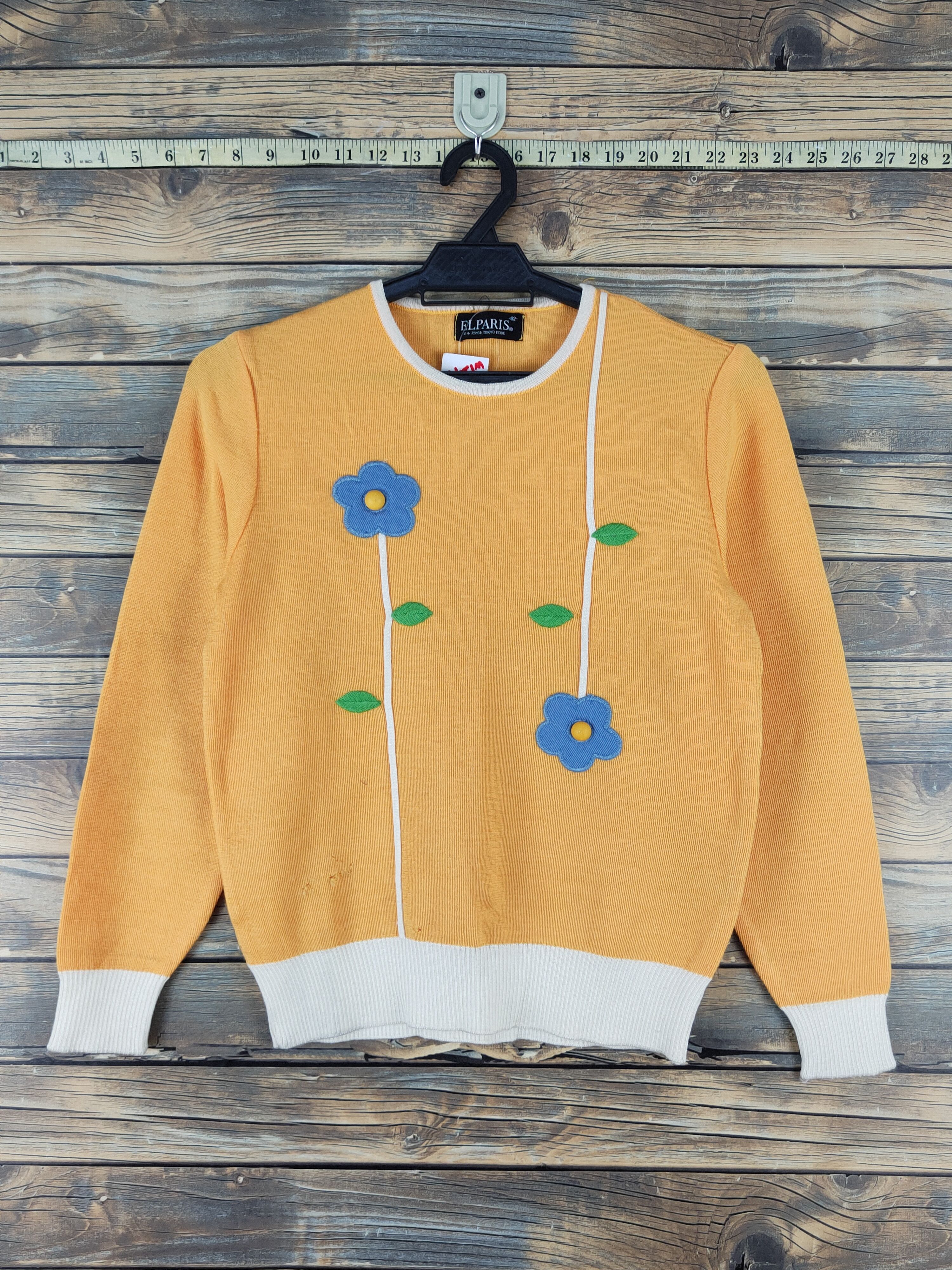 Homespun Knitwear × Japanese Brand × Vintage ElParis vintage Yellow Knitwear Sweatshirts #W1247 Size S / US 4 / IT 40 - 1 Thumbnail