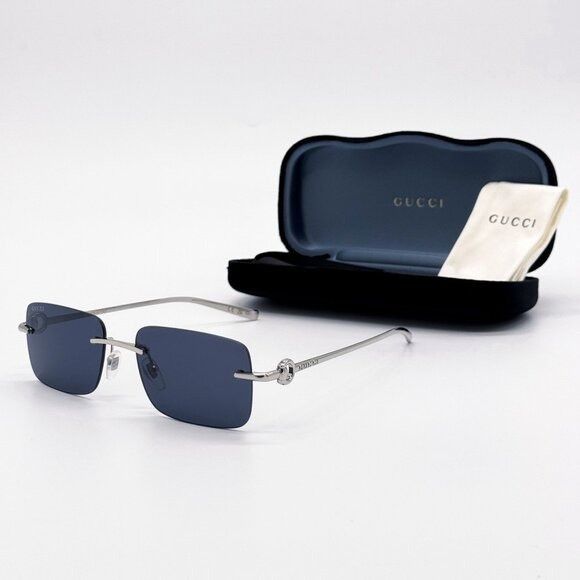 Gucci NEW GUCCI SUNGLASSES GG1703S 003 SILVER/BLUE UNISEX EYEWEAR Size ONE SIZE - 1 Thumbnail