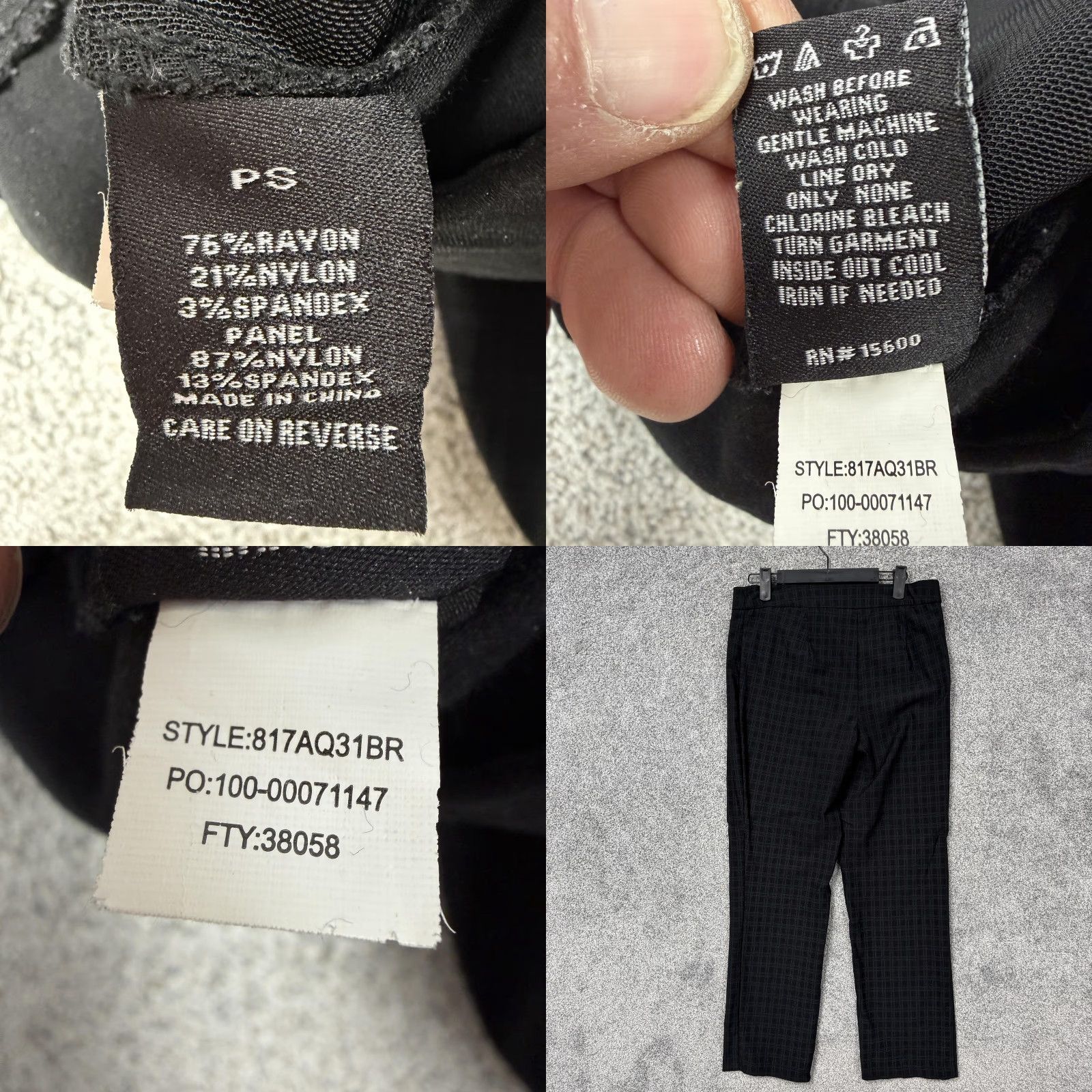Vintage VINTAGE? No. Briggs Dress Pants PS Petite Black Check Ponte Pull On Stretch Office Workwear Size 28" / US 6 / IT 42 - 8 Thumbnail