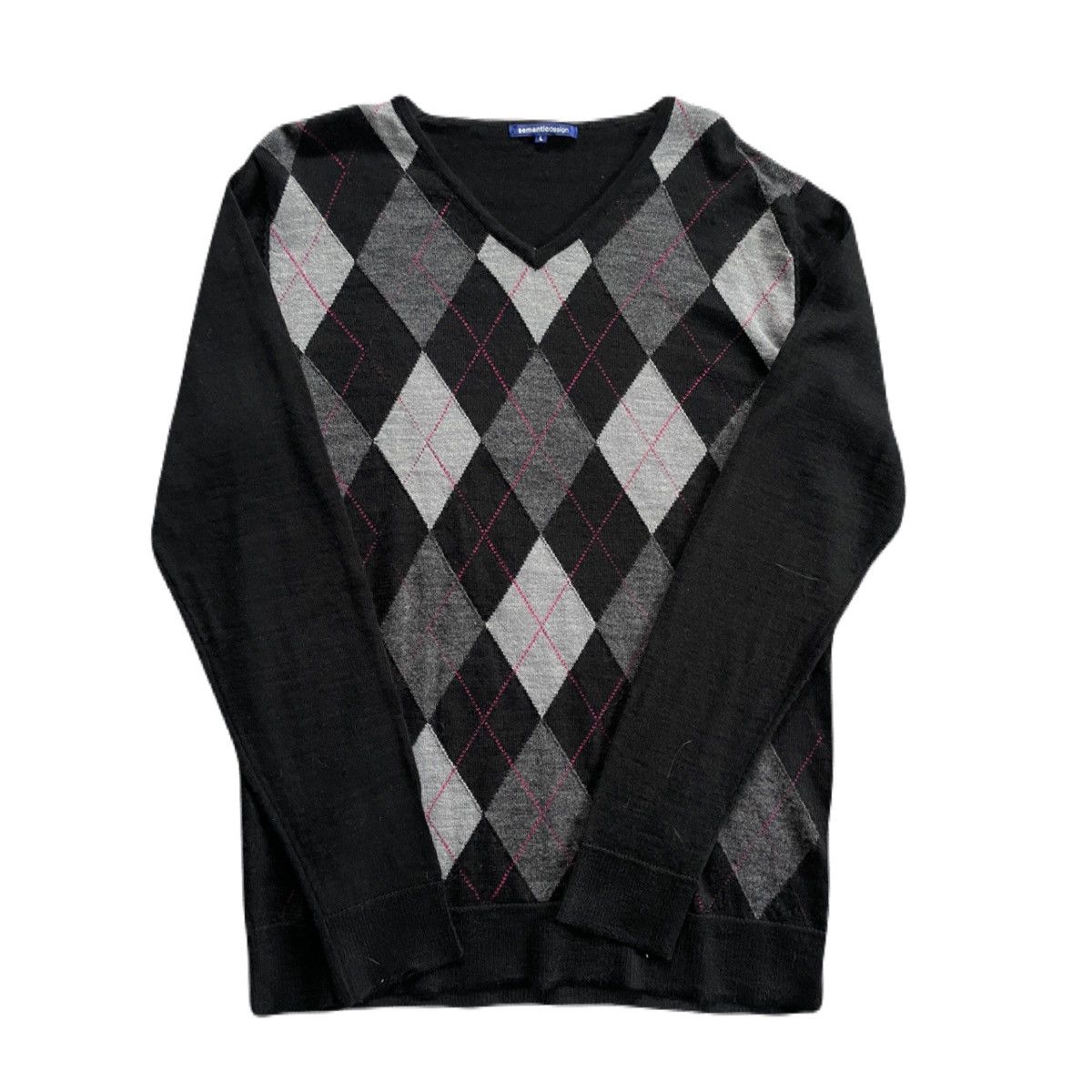 If Six Was Nine 2000s Japanese archive Vkei Argyle V-Neck Knit Sweater Y2K Size US S / EU 44-46 / 1 - 2 Thumbnail
