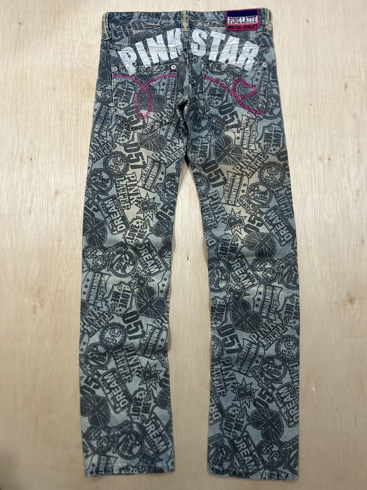 Japanese Brand Vintage Pink Latte Full Printed Jeans Size US 30 / EU 46 - 6 Thumbnail