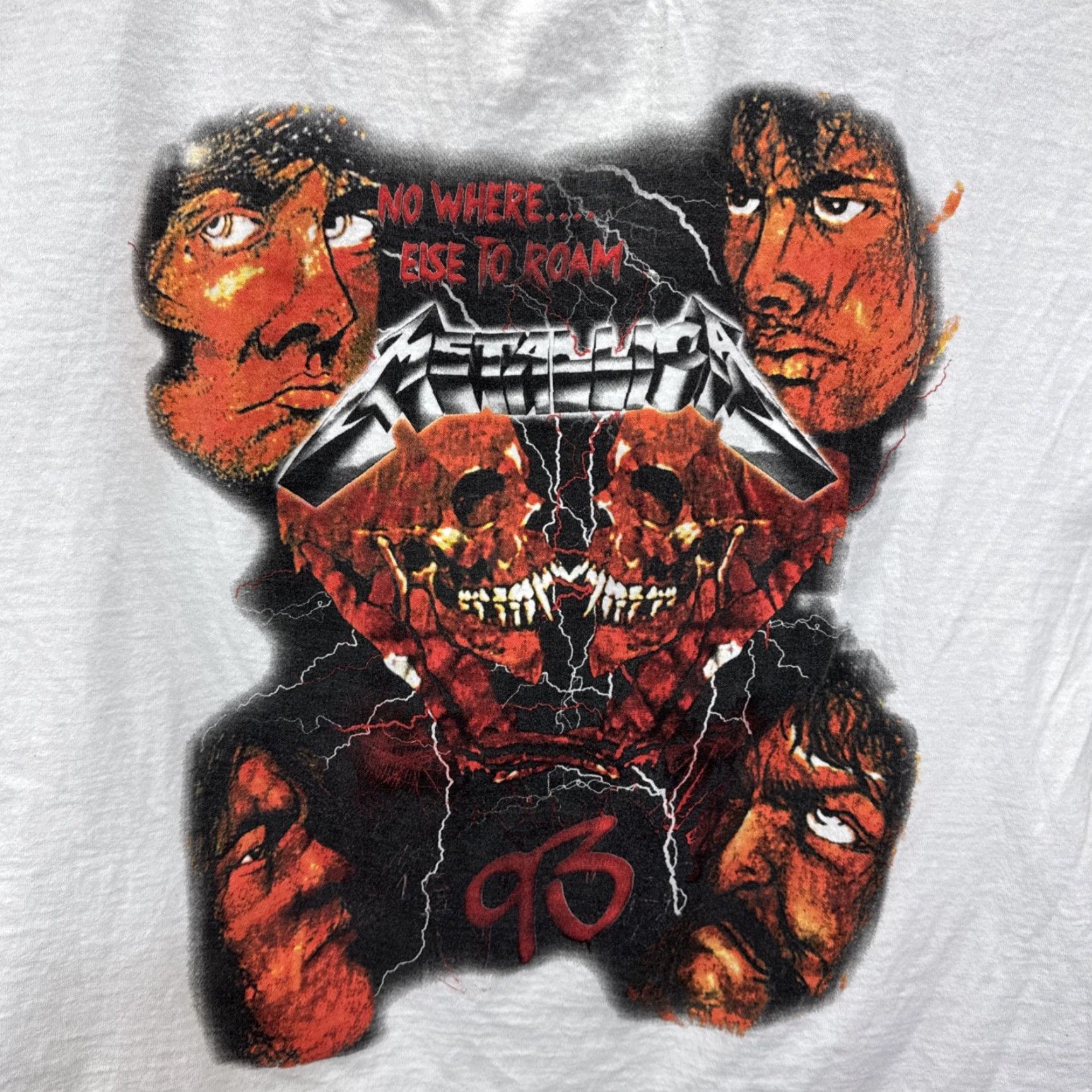 Vintage VINTAGE Metallica T-Shirt XXL White 90s Band Music Graphic Print Tour No Where Else To Roam Mens Boys? Size US XXL / EU 58 / 5 - 2 Thumbnail