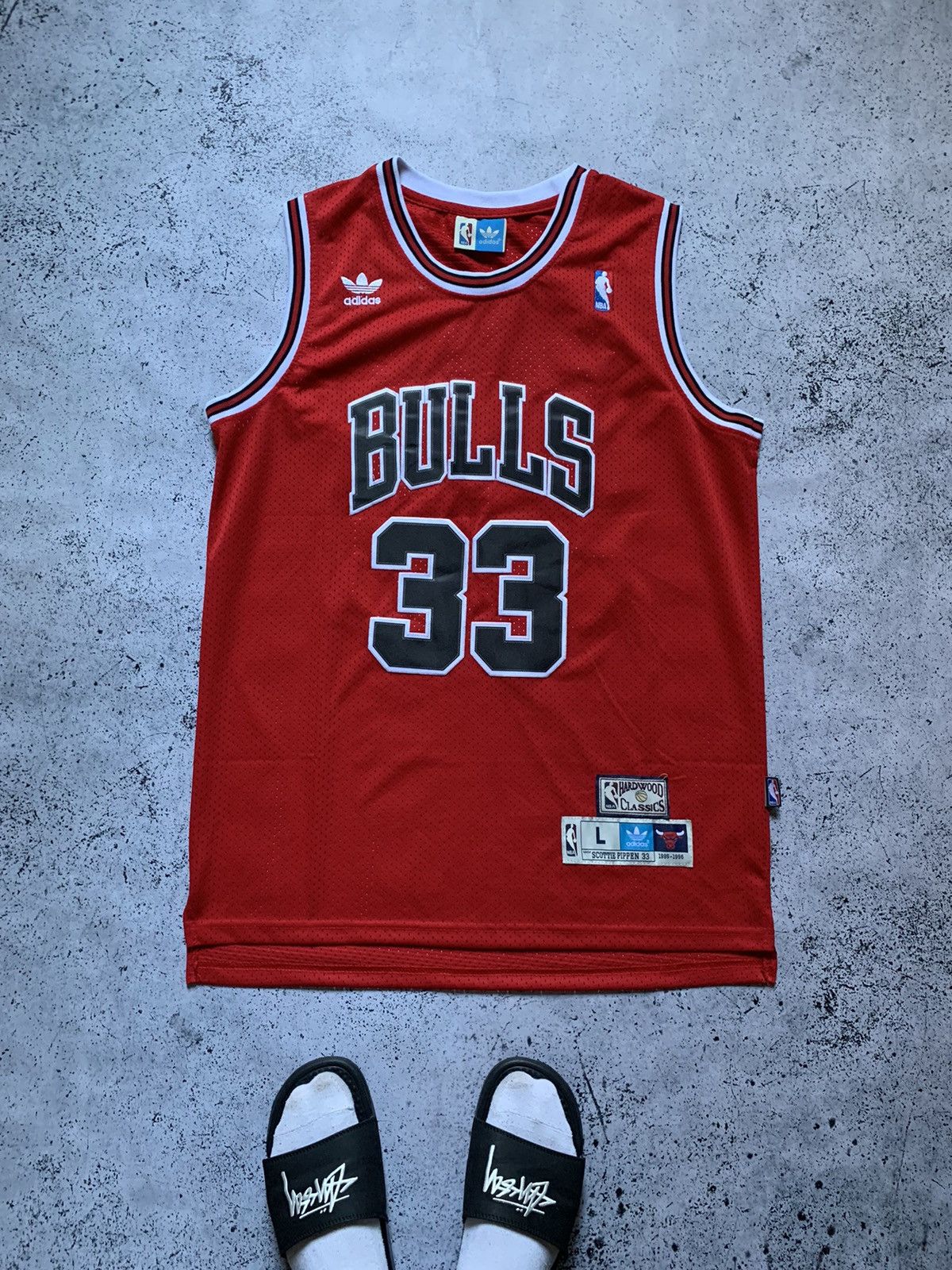 Adidas Chicago Bulls NBA Vintage 90s Adidas Chicago Bulls Jersey Sleeveless Pippen 33 Grailed